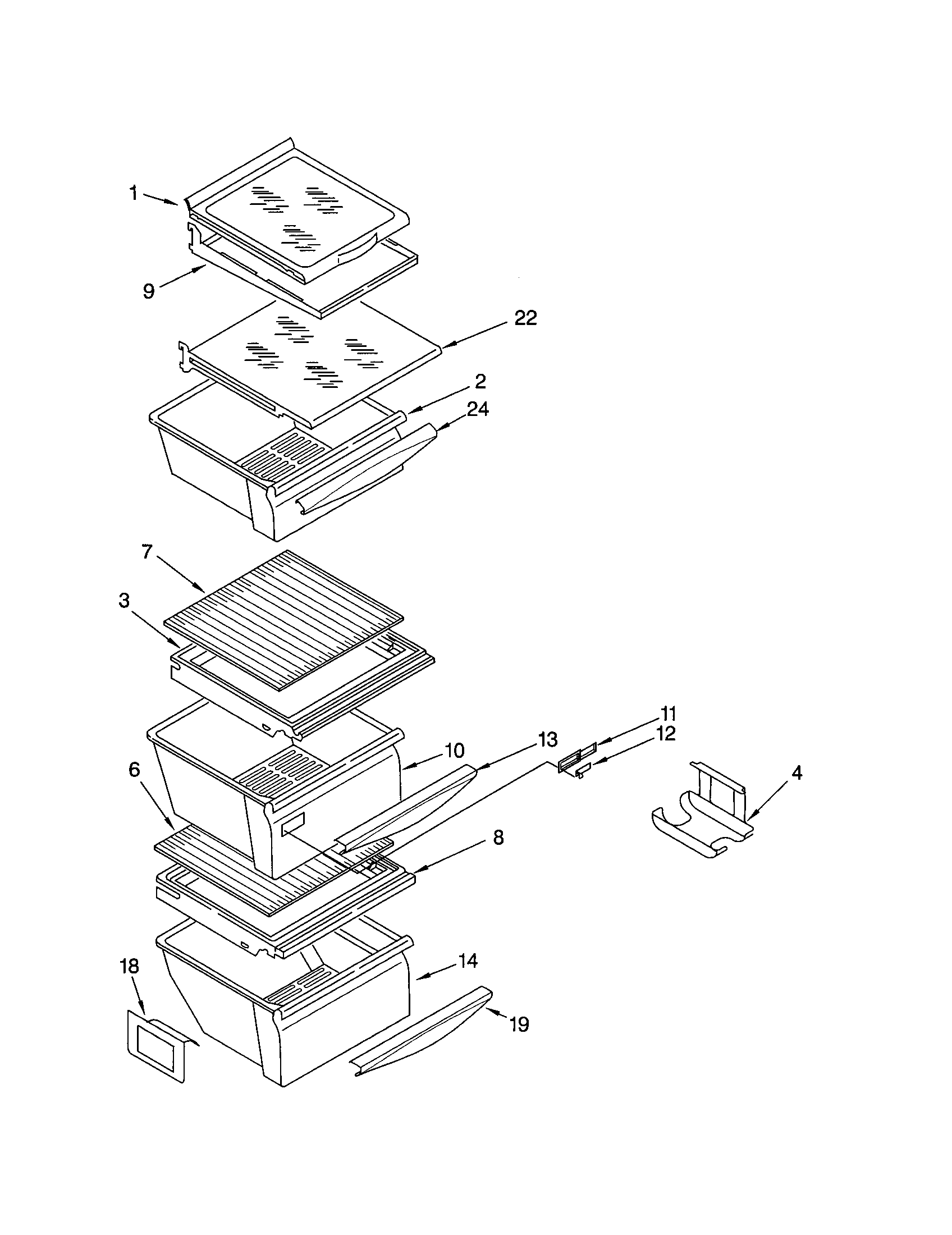 Kenmore 10653293202 refrigerator shelf diagram
