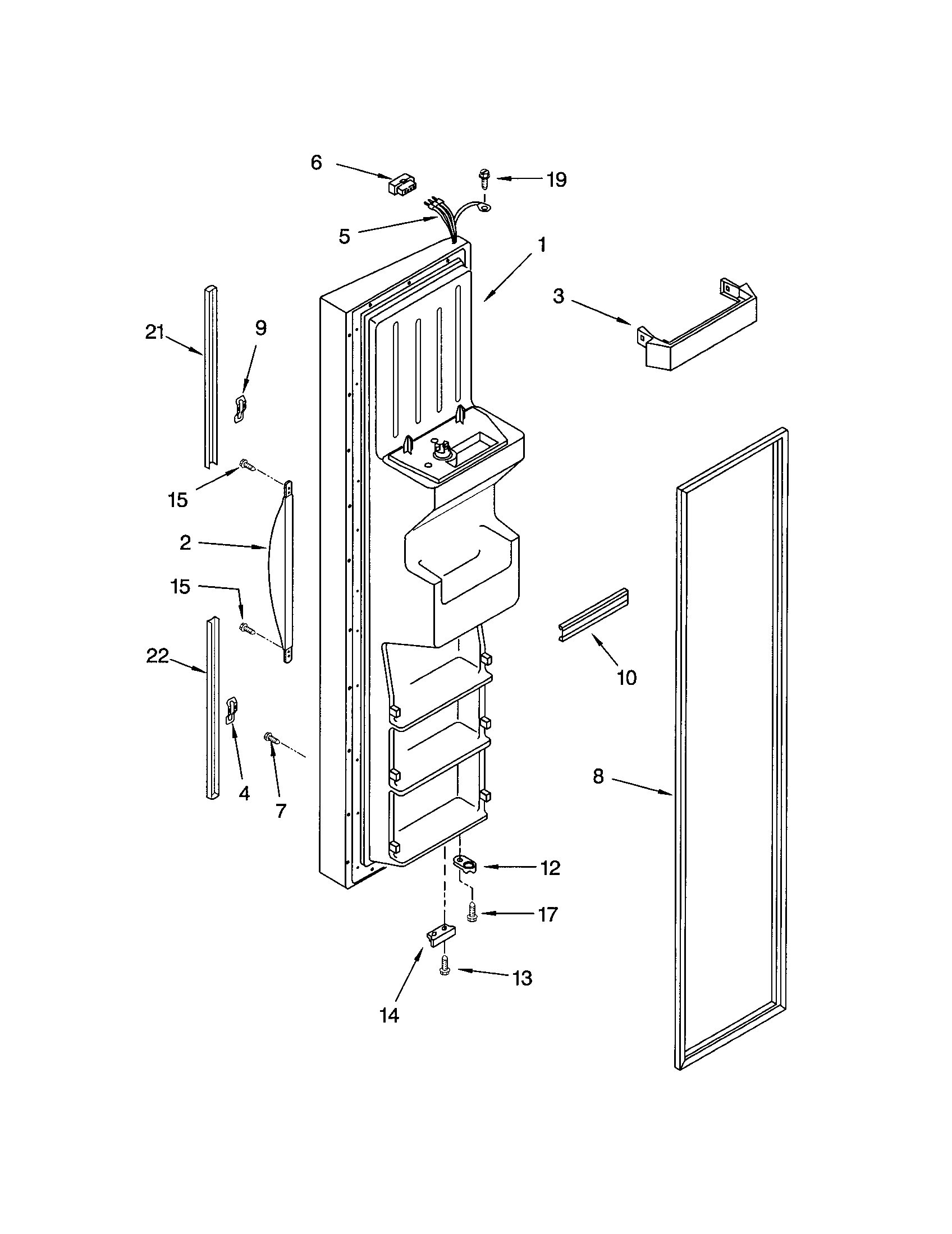 Kenmore 10653293202 freezer door diagram