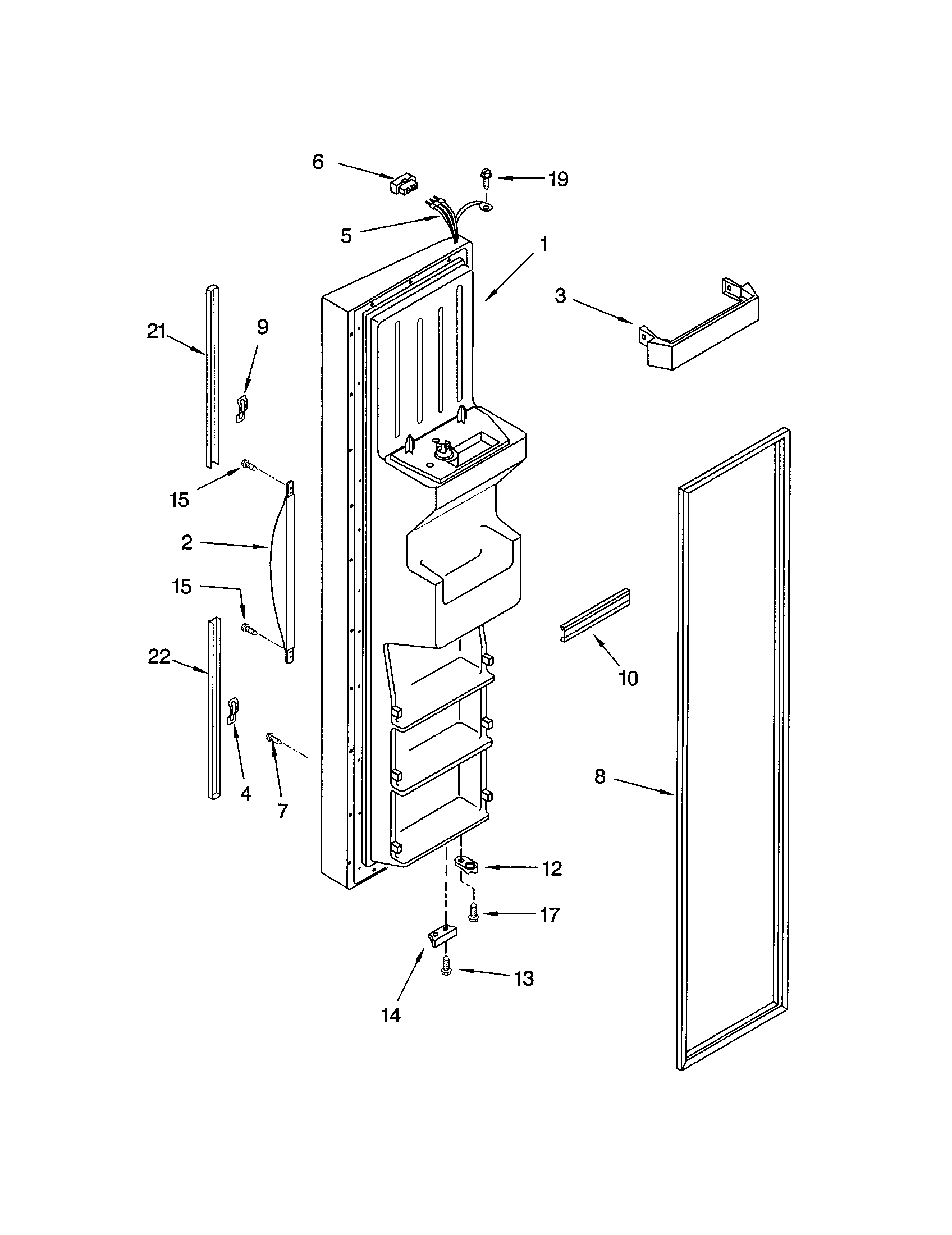 Kenmore 10653204202 freezer door diagram