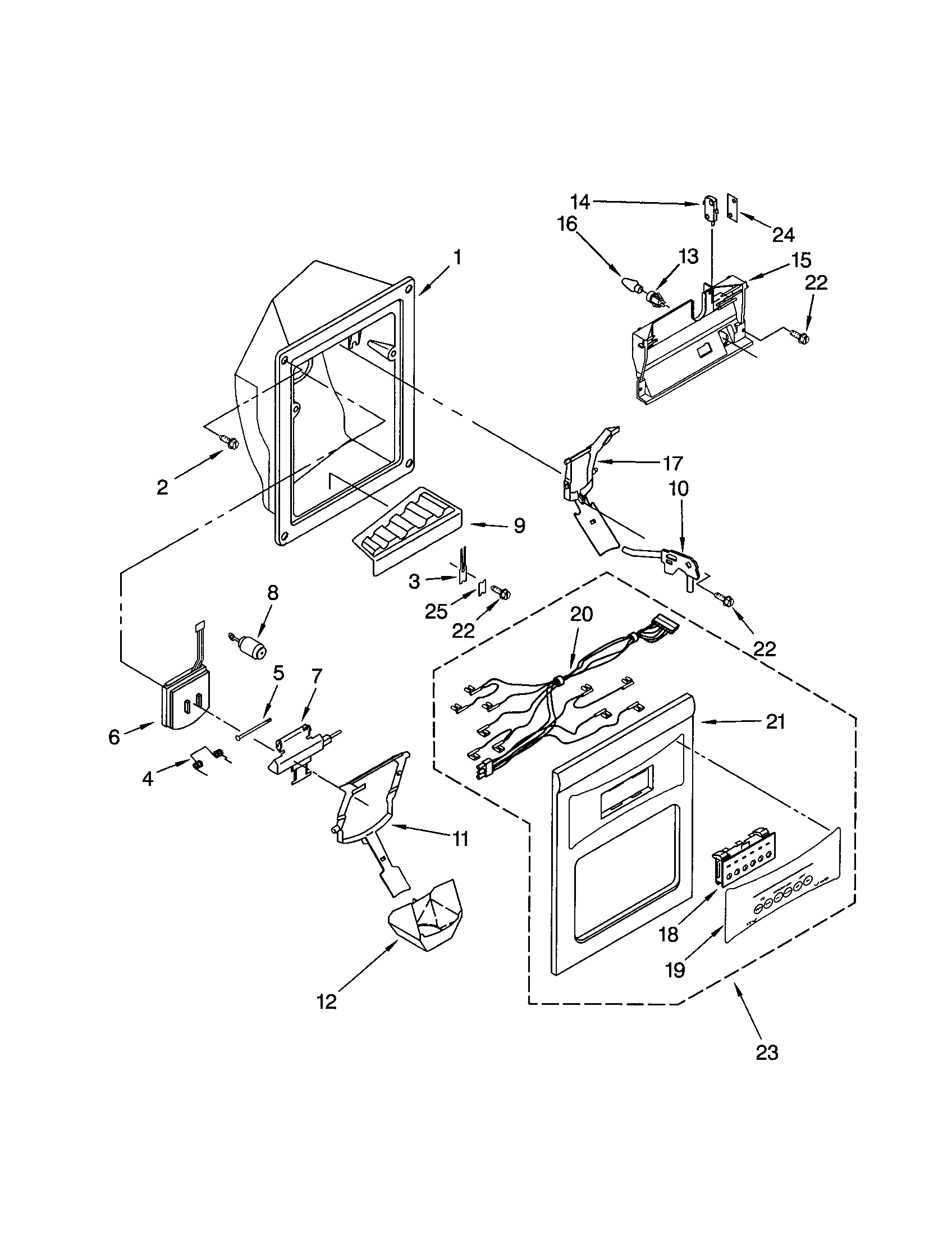 Kenmore 10653692202 dispenser front diagram