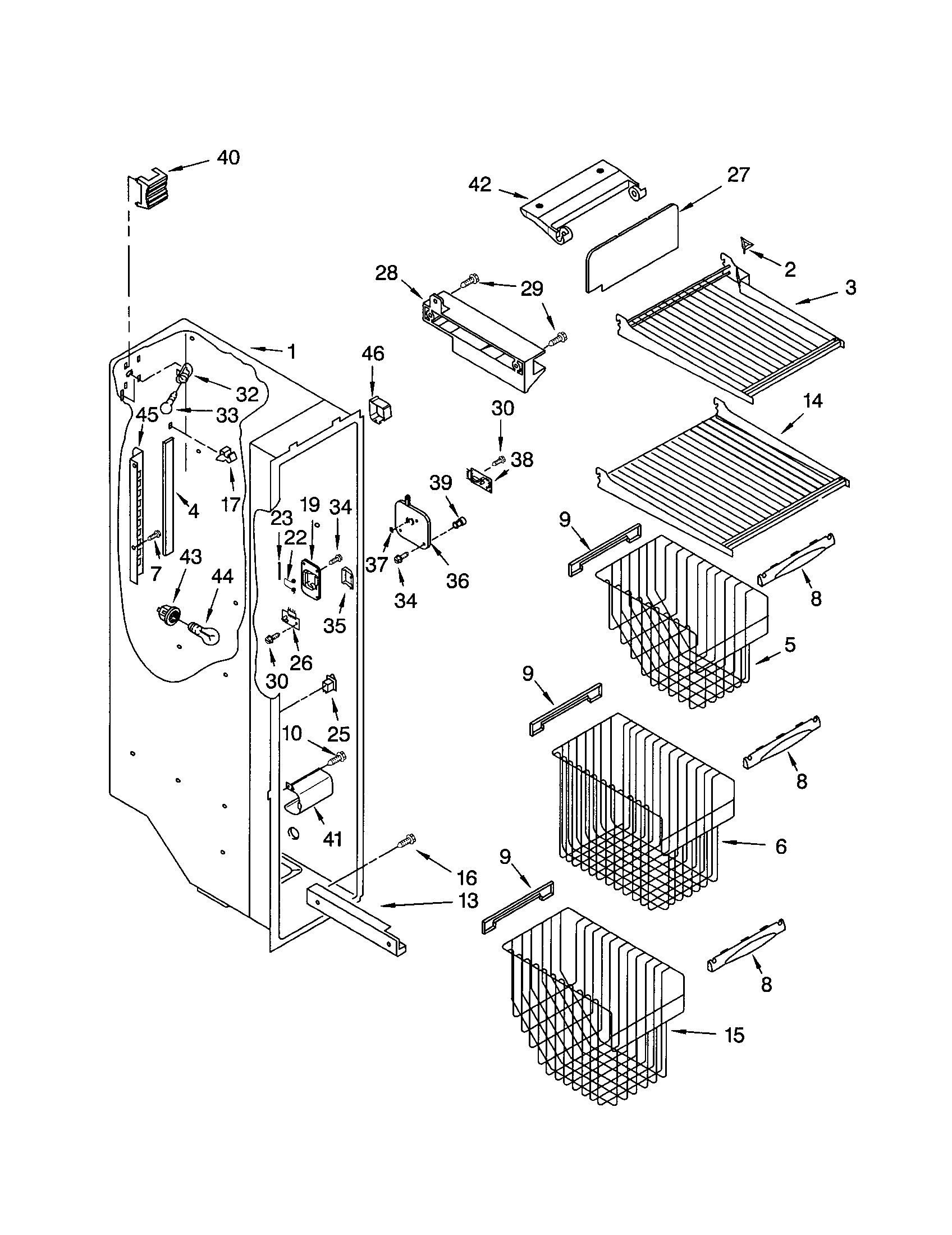 Kenmore 10653603202 freezer liner diagram