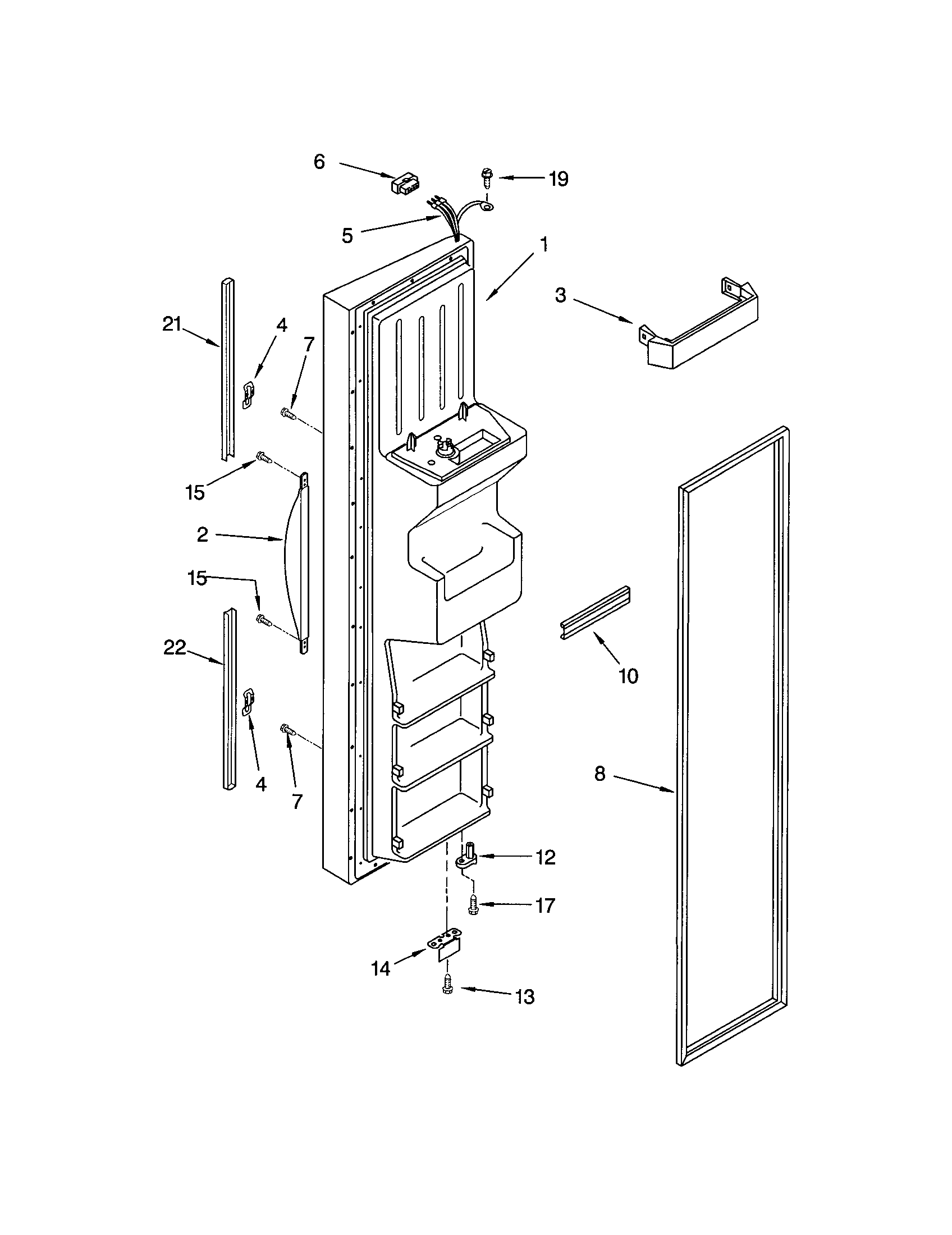 Kenmore 10653603202 freezer door diagram