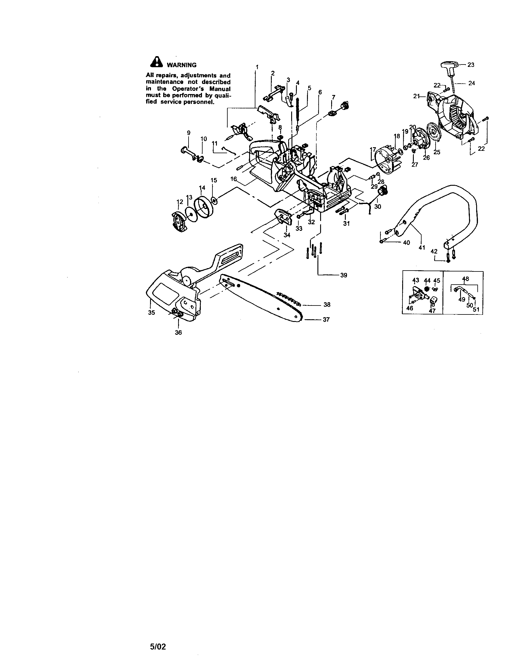 Craftsman 358350461 chassis/bar/chain diagram