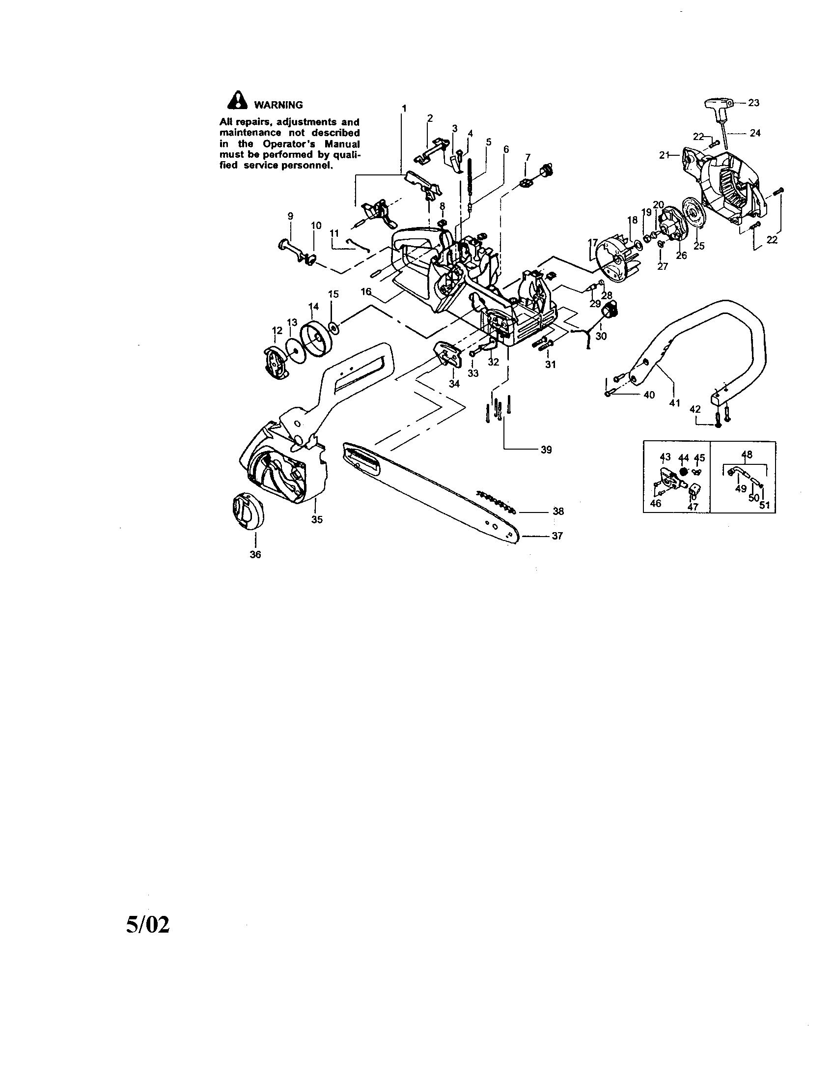 Craftsman 358360101 chassis/bar/chain diagram