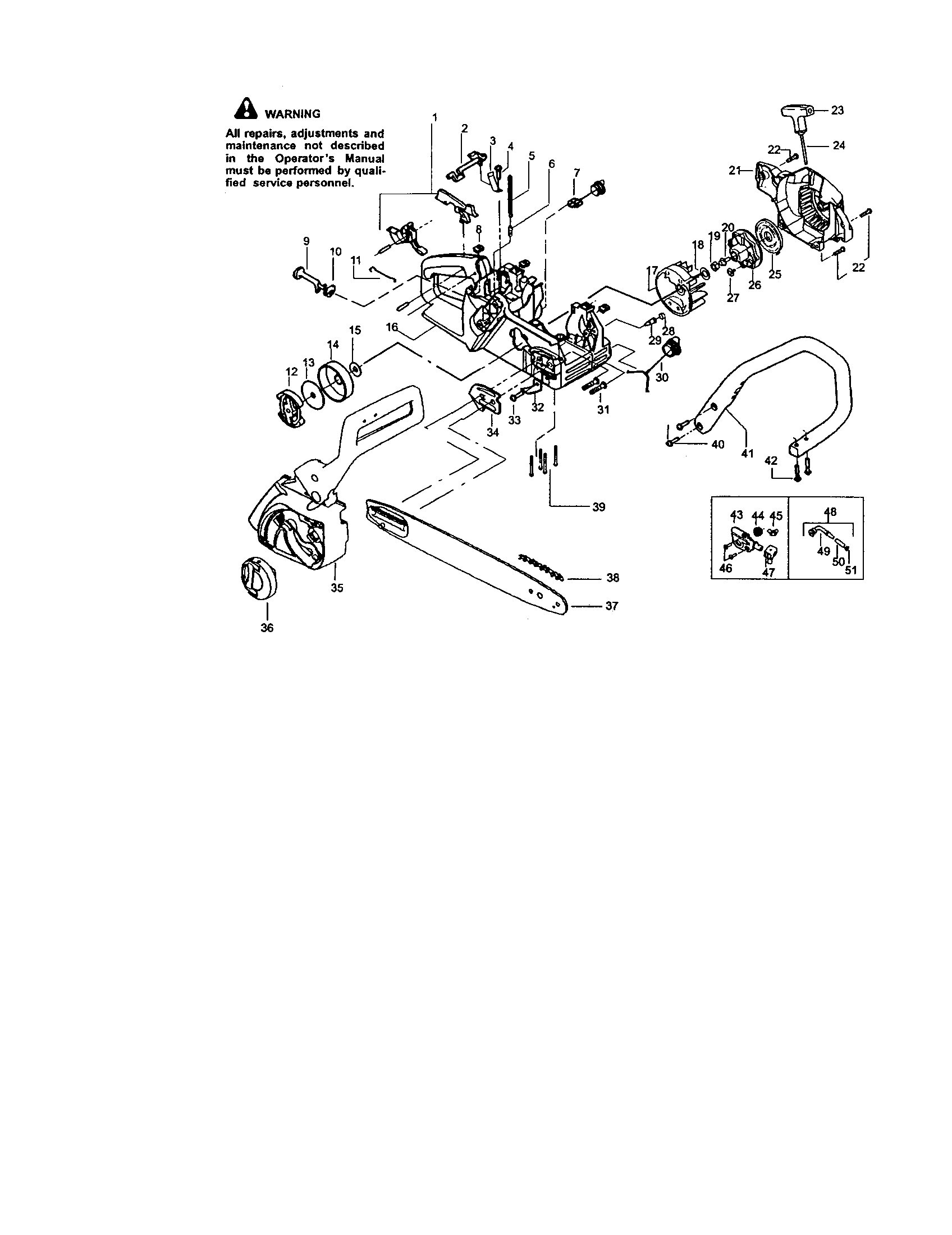 Craftsman 358360151 chassis/bar/chain diagram
