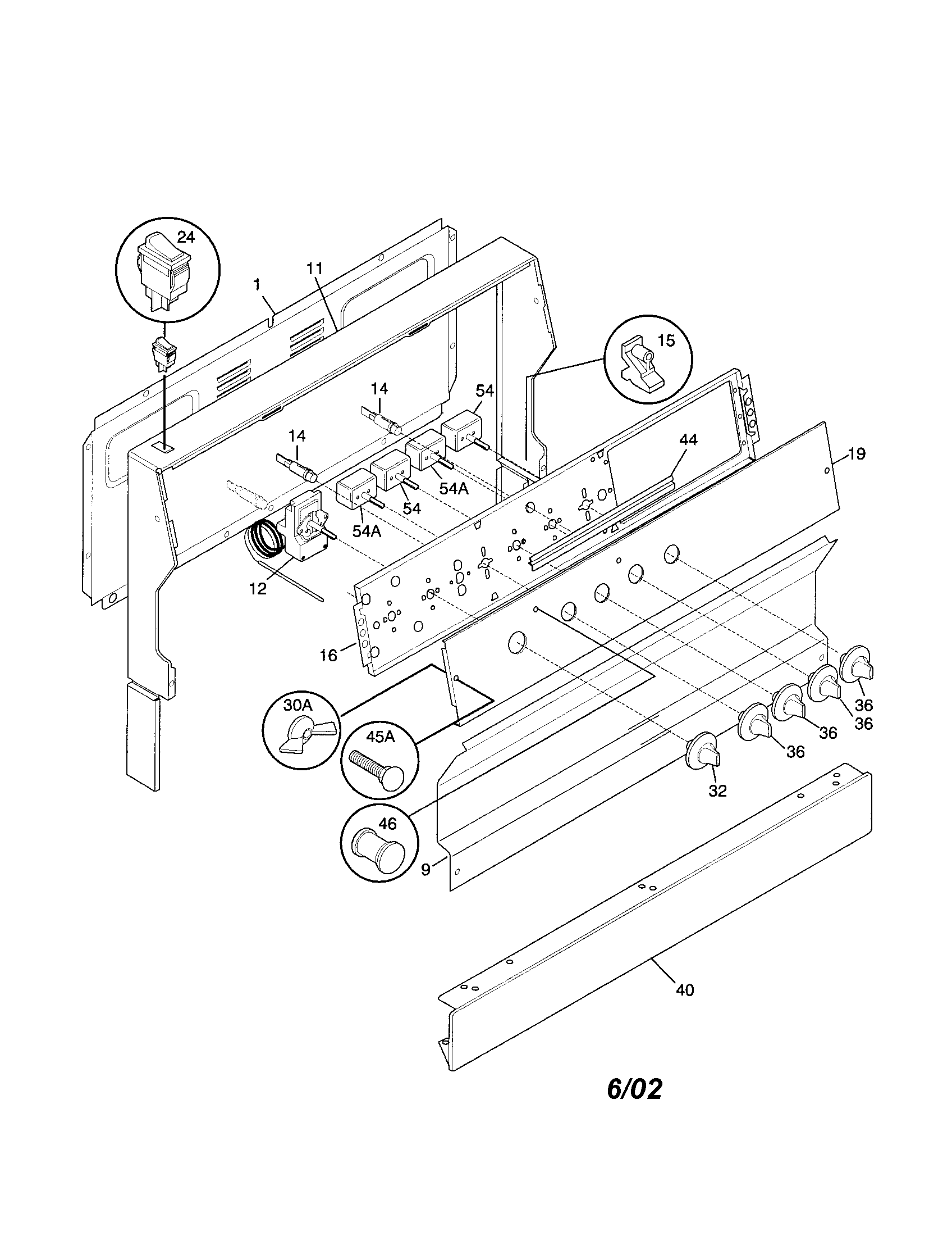 Frigidaire FEF316WGSB backguard diagram