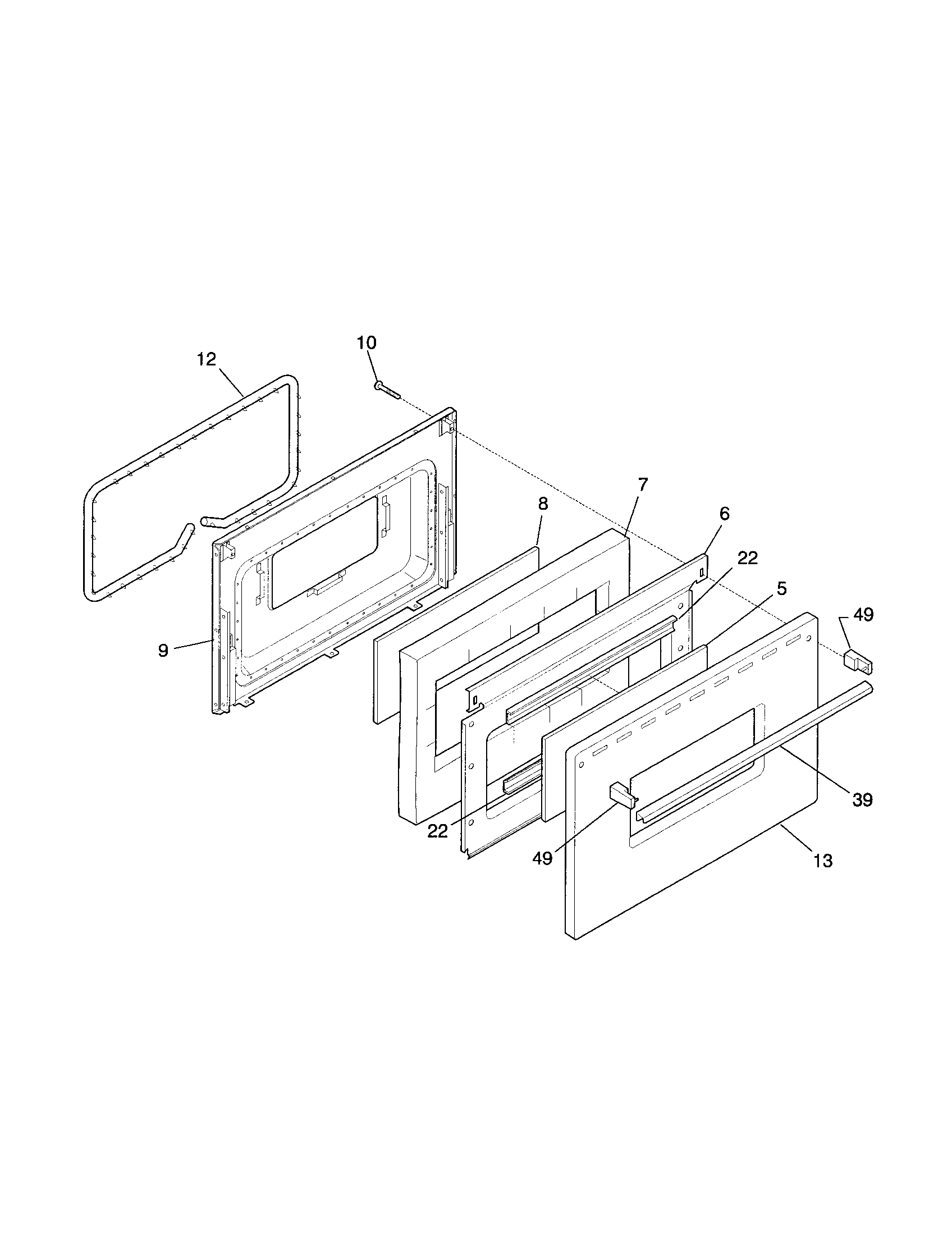 Frigidaire FEF316WGSB door diagram