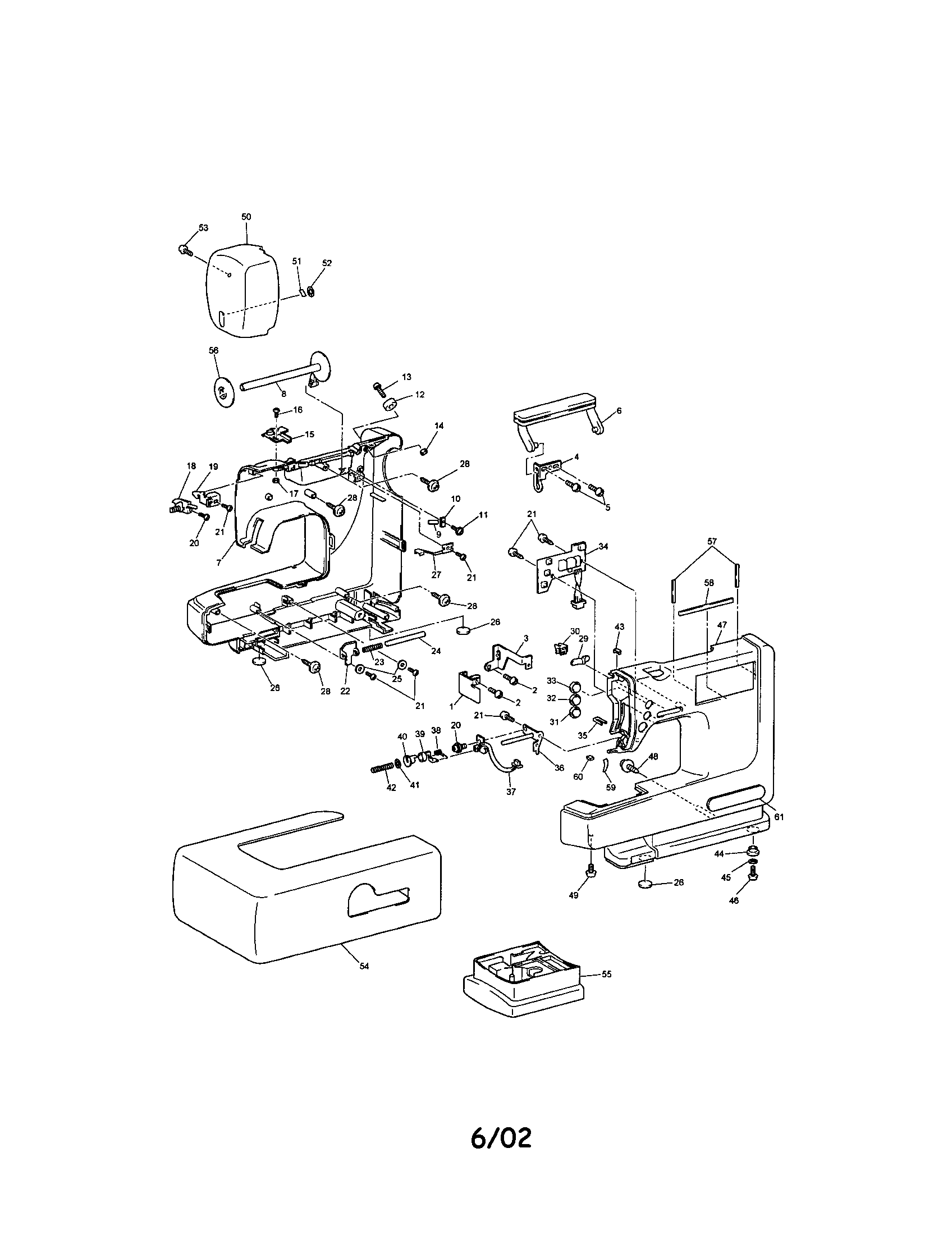 Brother PE-400D cover/handle/presser plate diagram