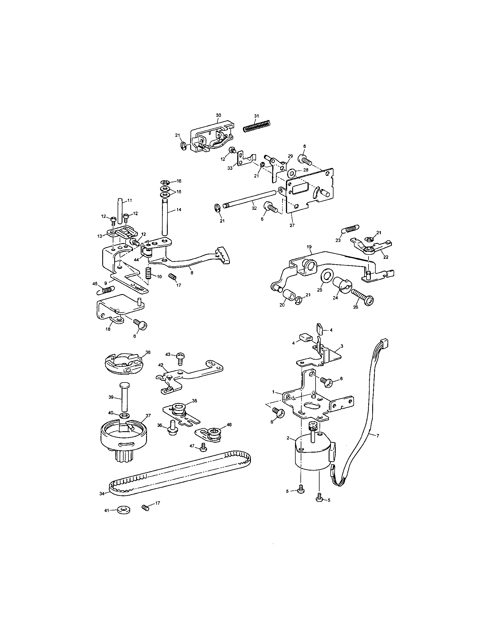 Brother PE-400D feed mechanism/rotary hook diagram