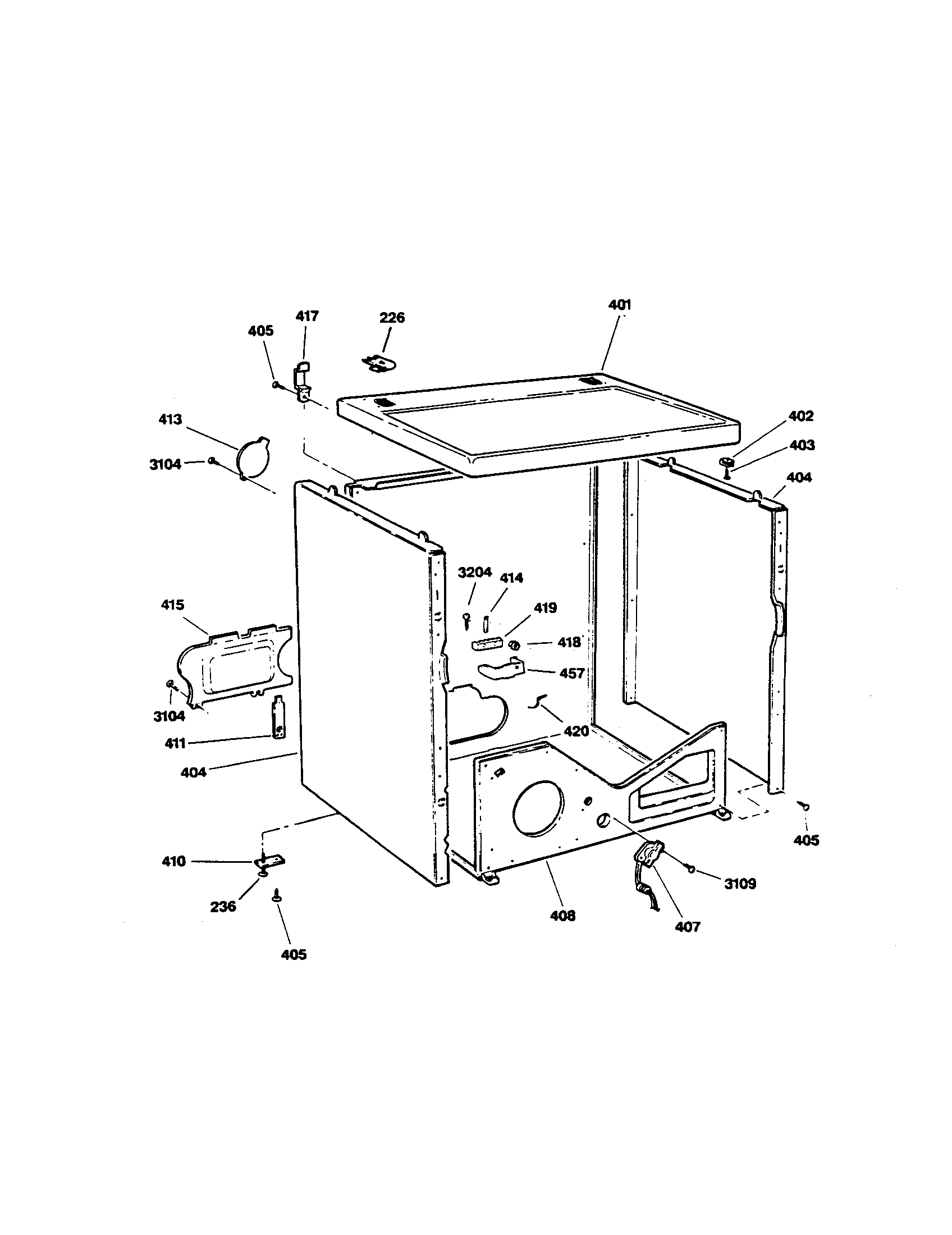 GE DDE8509RCMAA side panel/top cover diagram