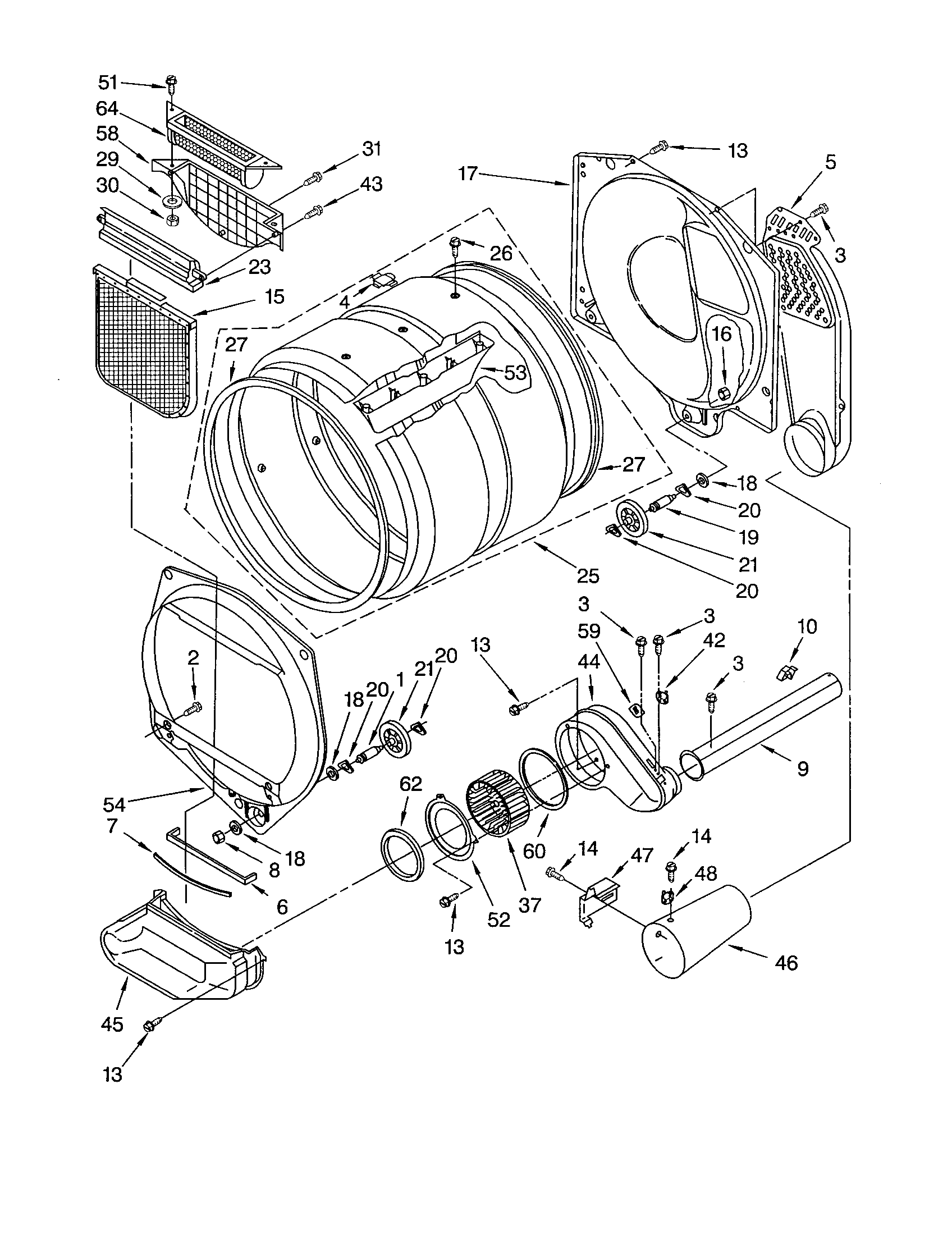 Kenmore 11072182100 upper and lower bulkhead diagram