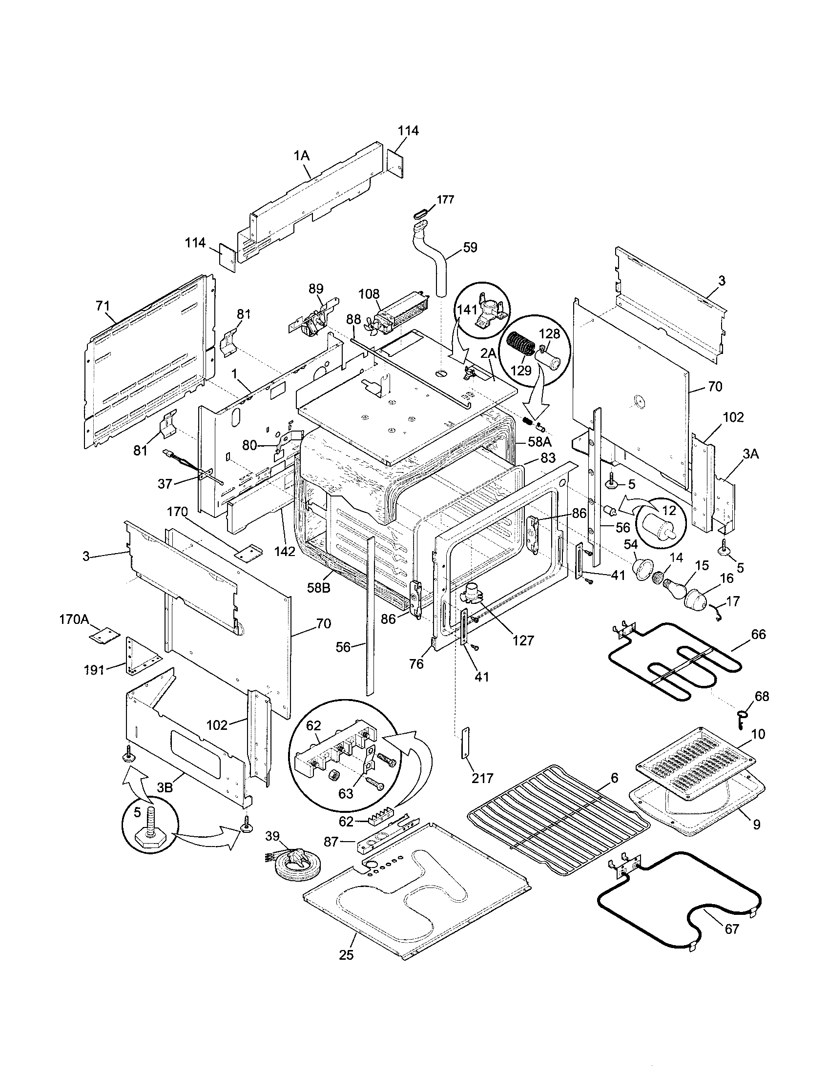 Frigidaire FES367CESC body diagram