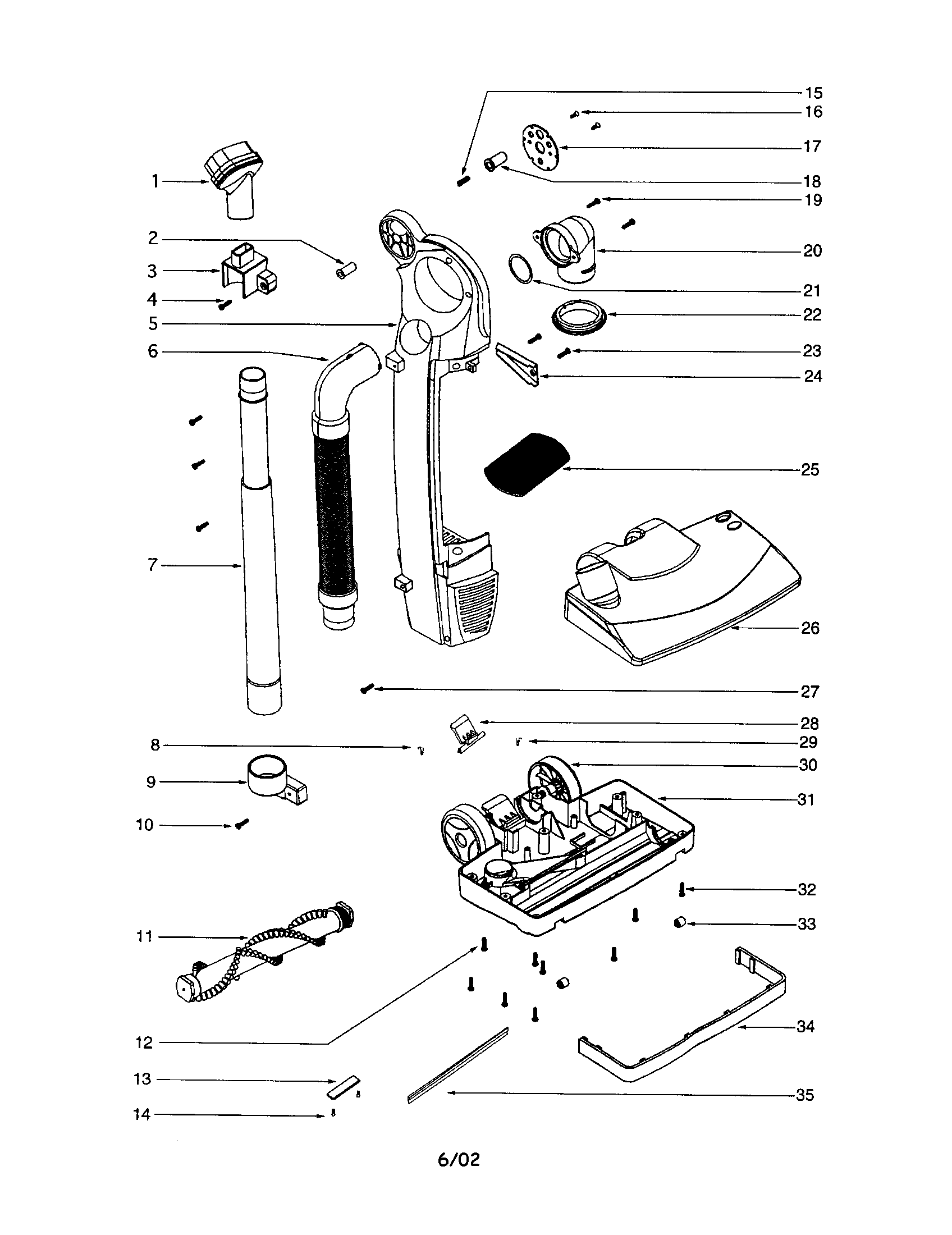 Eureka S782AT-1 base/hood/cover/hose diagram