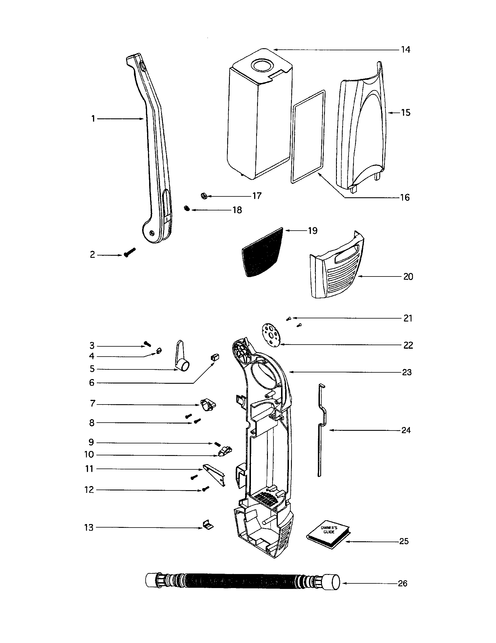 Eureka S782AT-1 handle/machine cover diagram