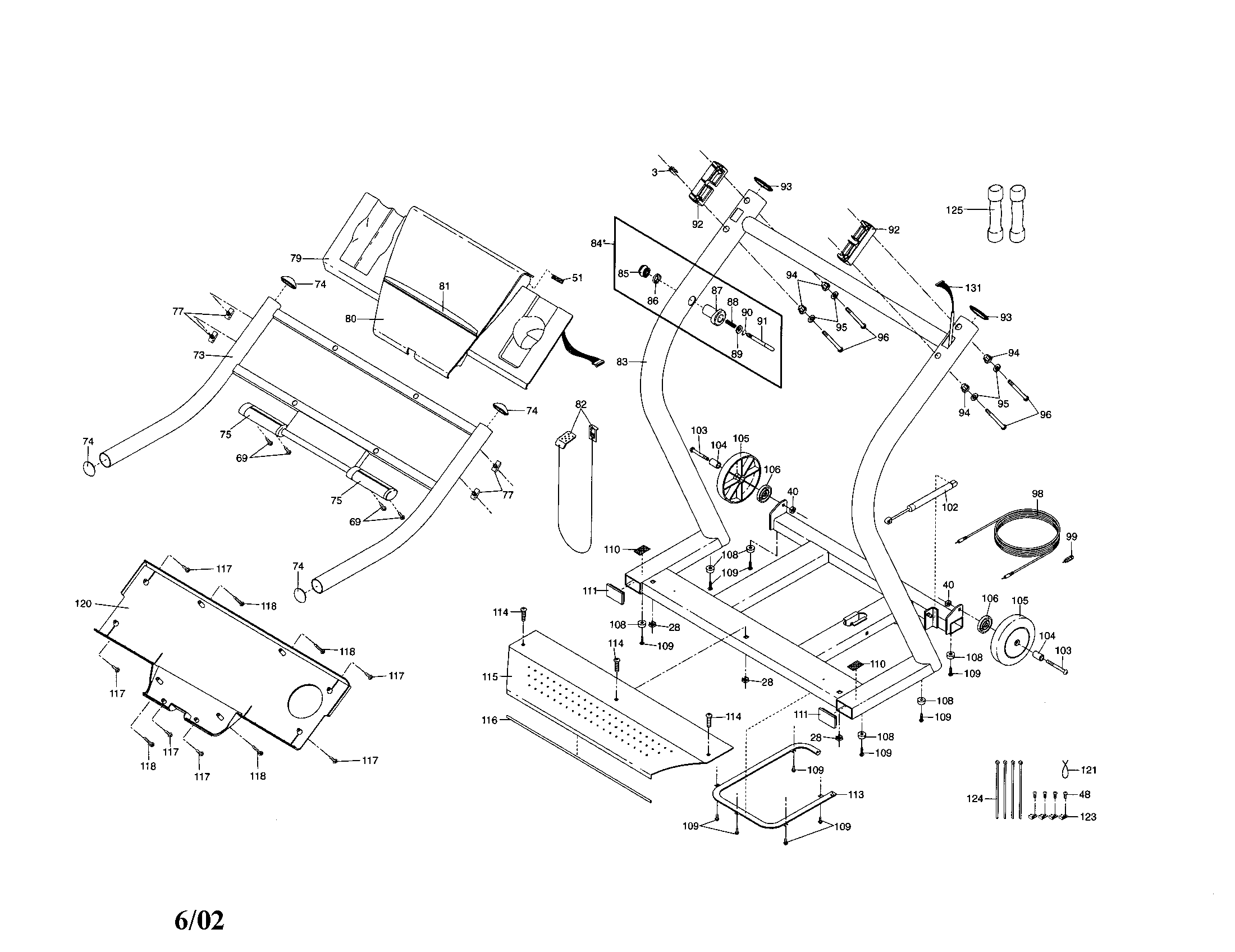 NordicTrack NTTL18906 console base/handrail diagram