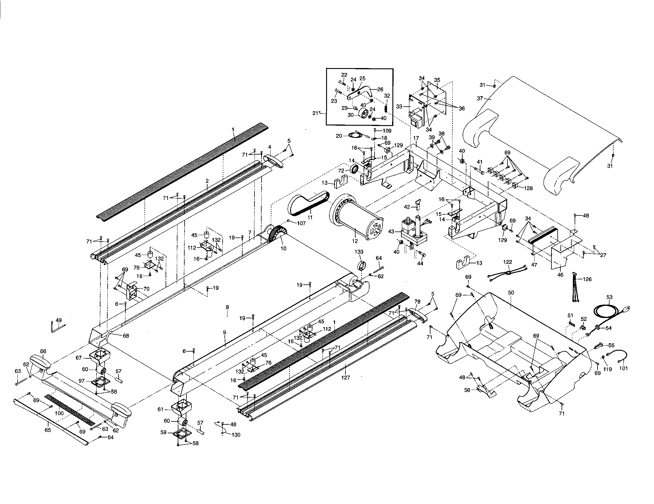 NordicTrack NTTL18906 walking and motor belts diagram