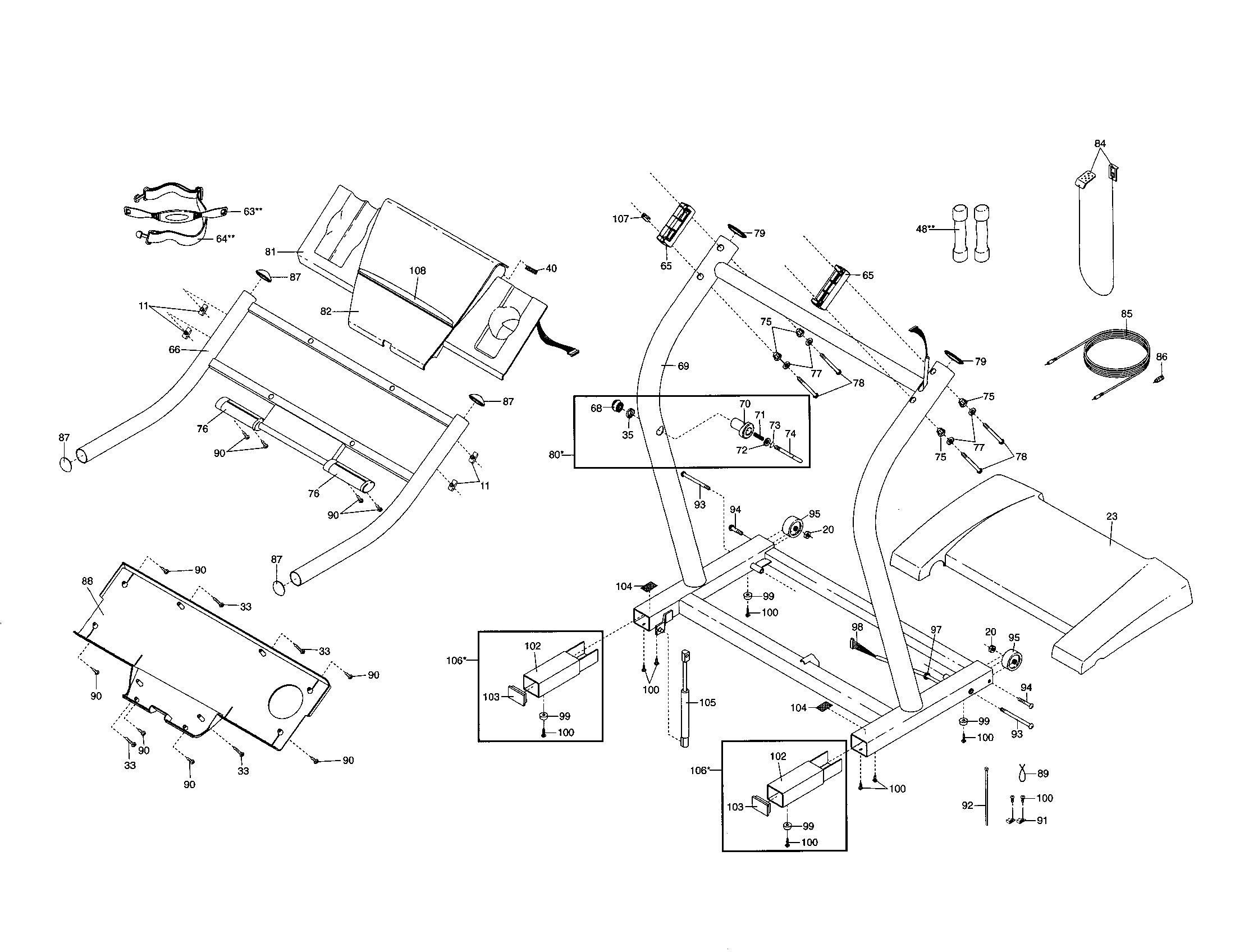 NordicTrack 831298671 console base/handrail diagram