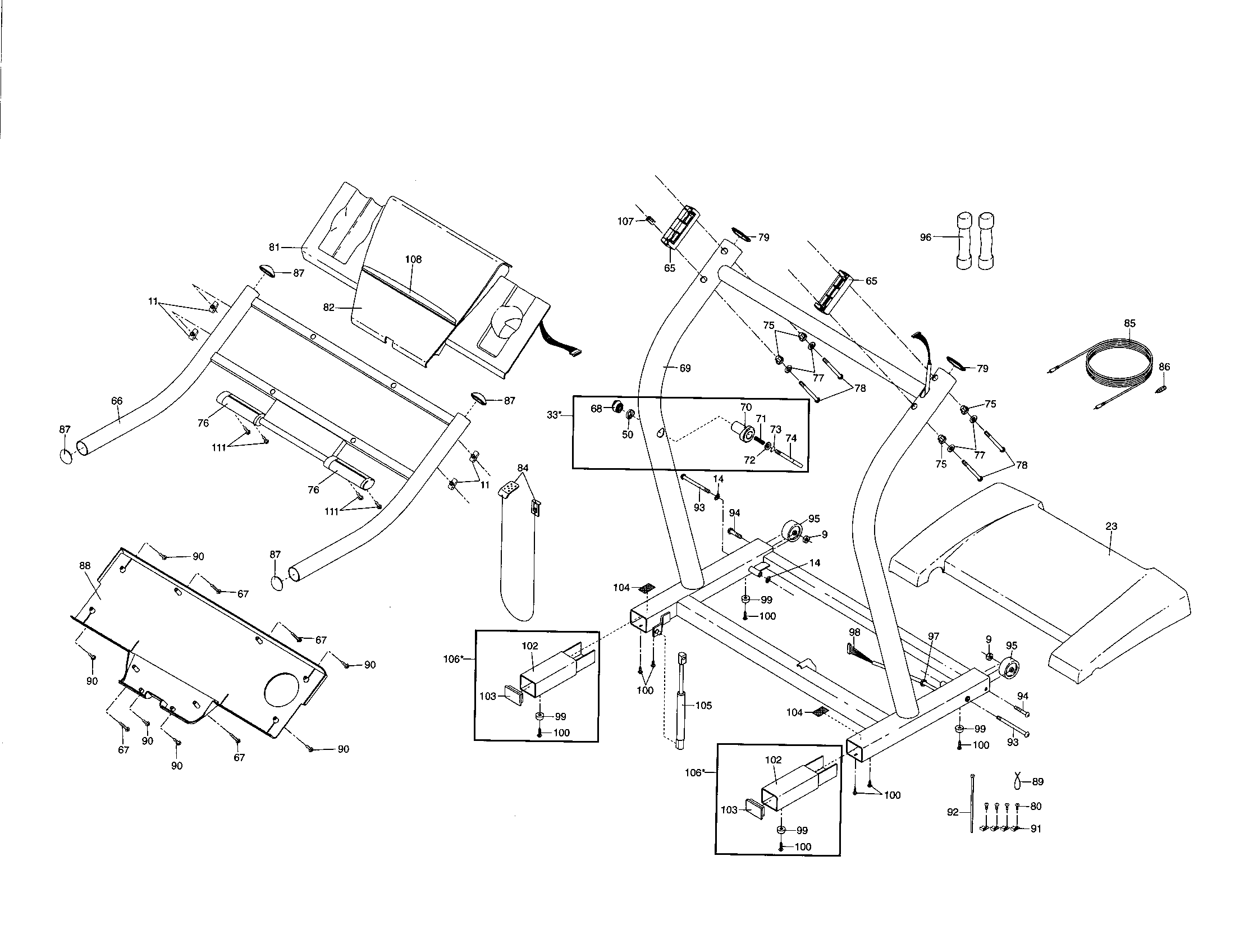 NordicTrack 831298791 console base/handrail diagram
