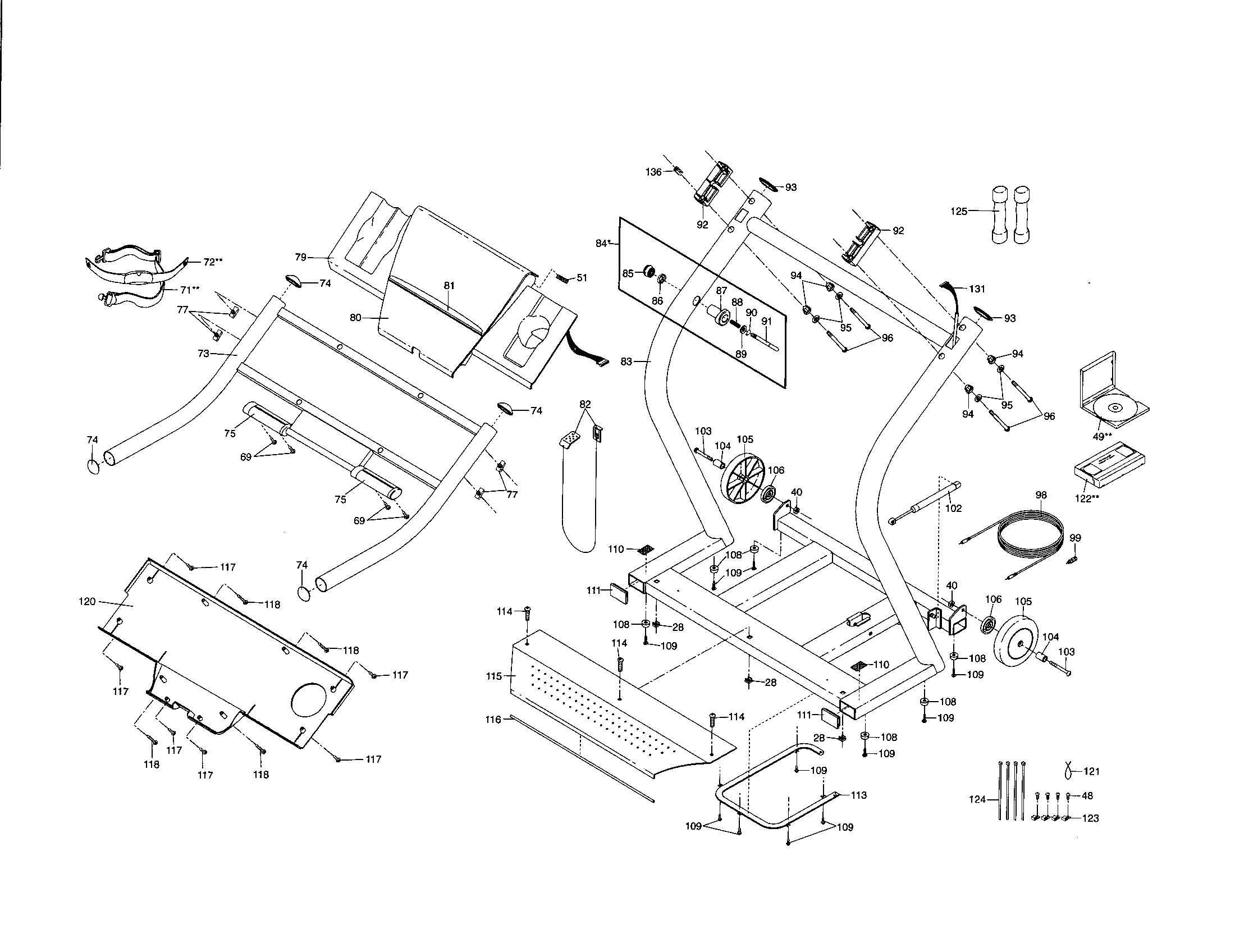 NordicTrack 831298015 console base/handrail diagram