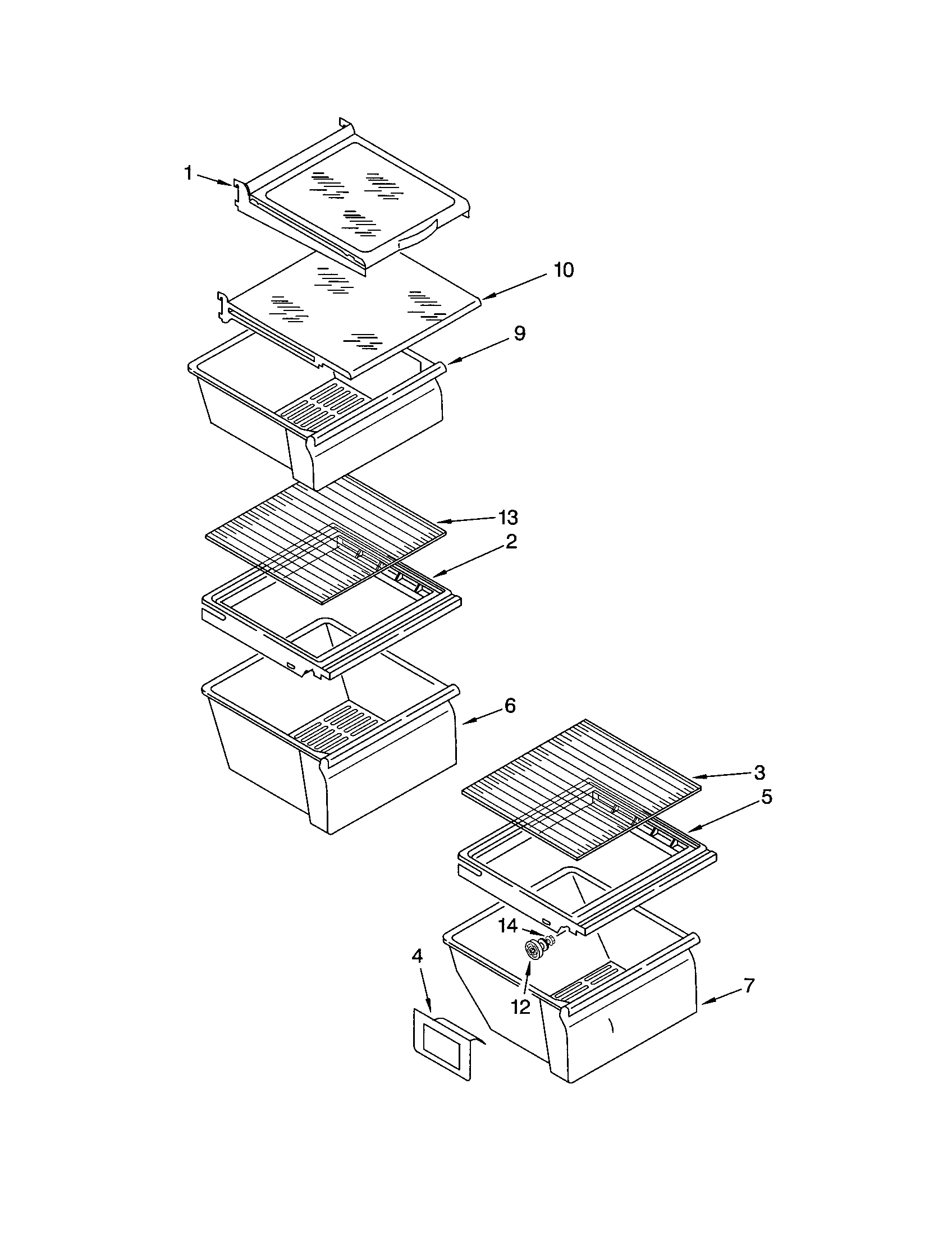 Kenmore 10652214101 refrigerator shelf diagram