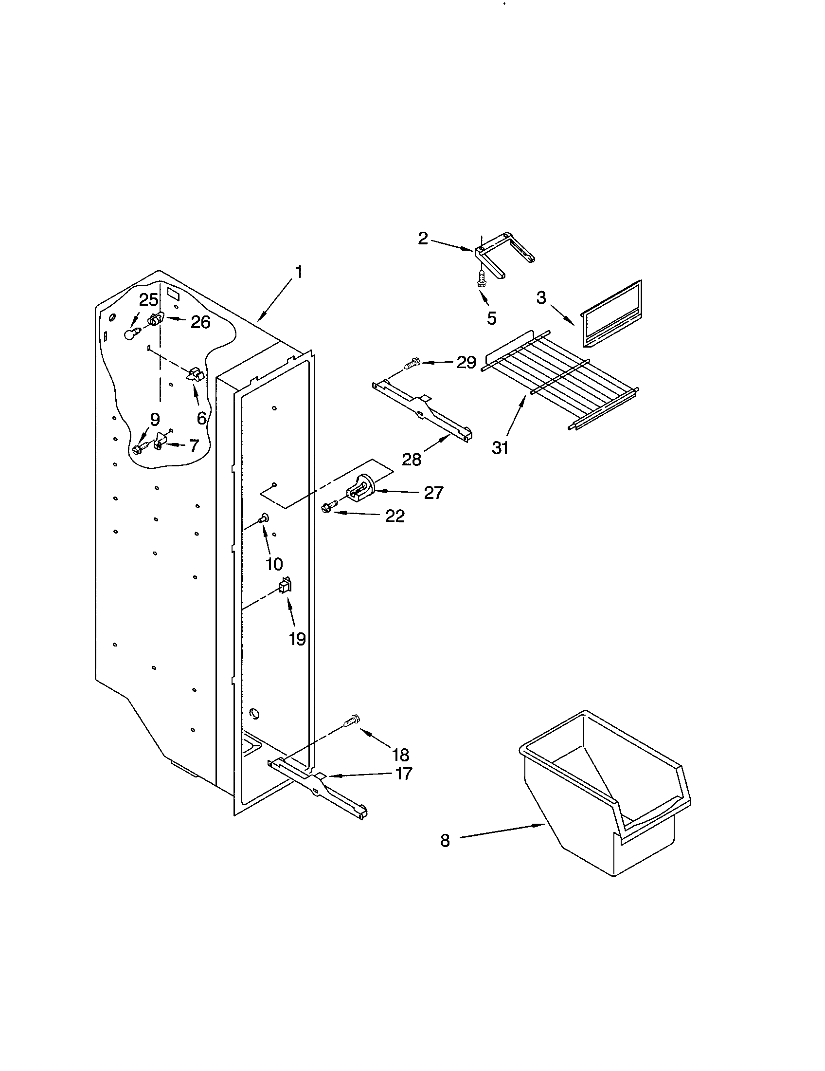 Kenmore 10652214101 freezer liner diagram
