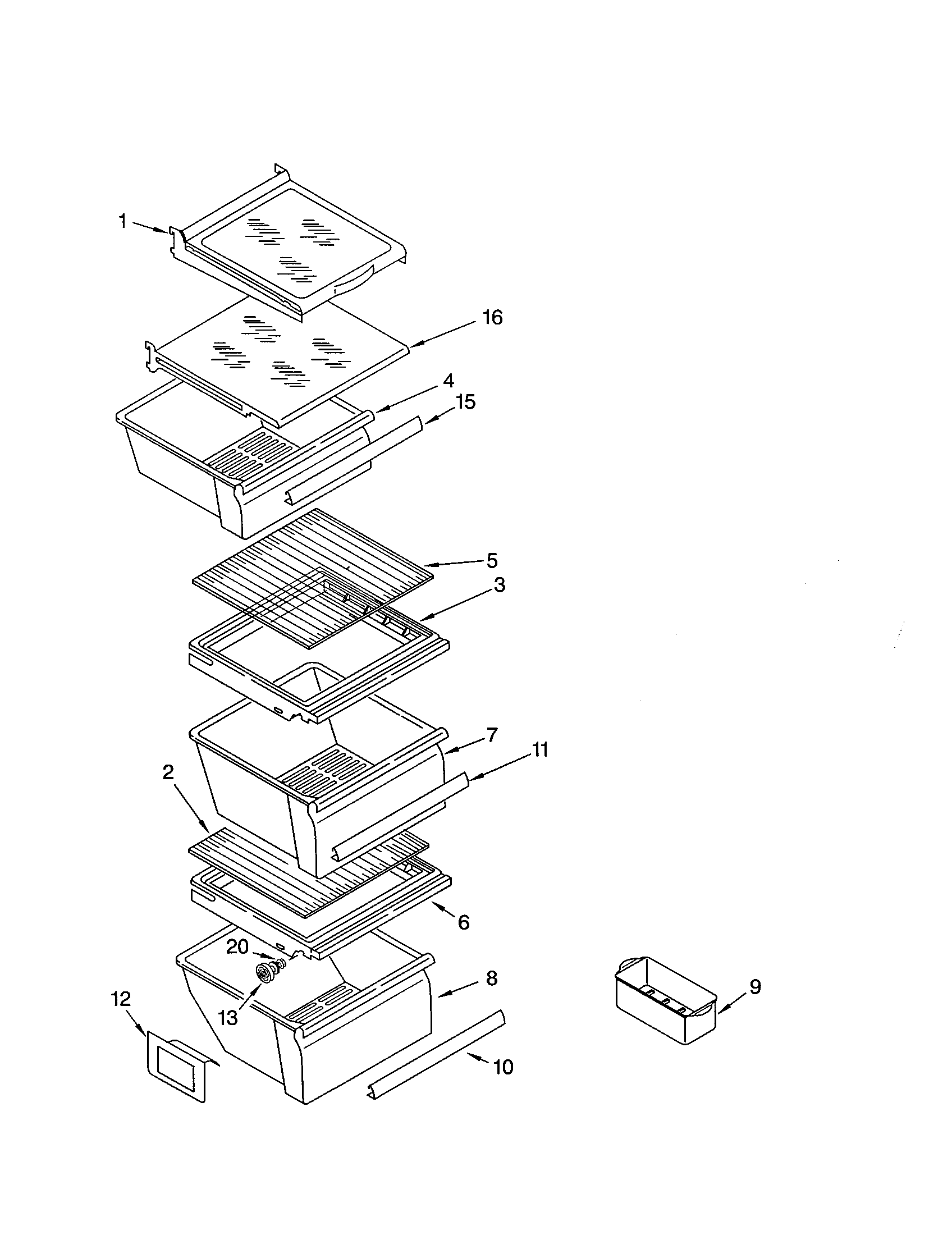 Kenmore 10641214101 refrigerator shelf diagram