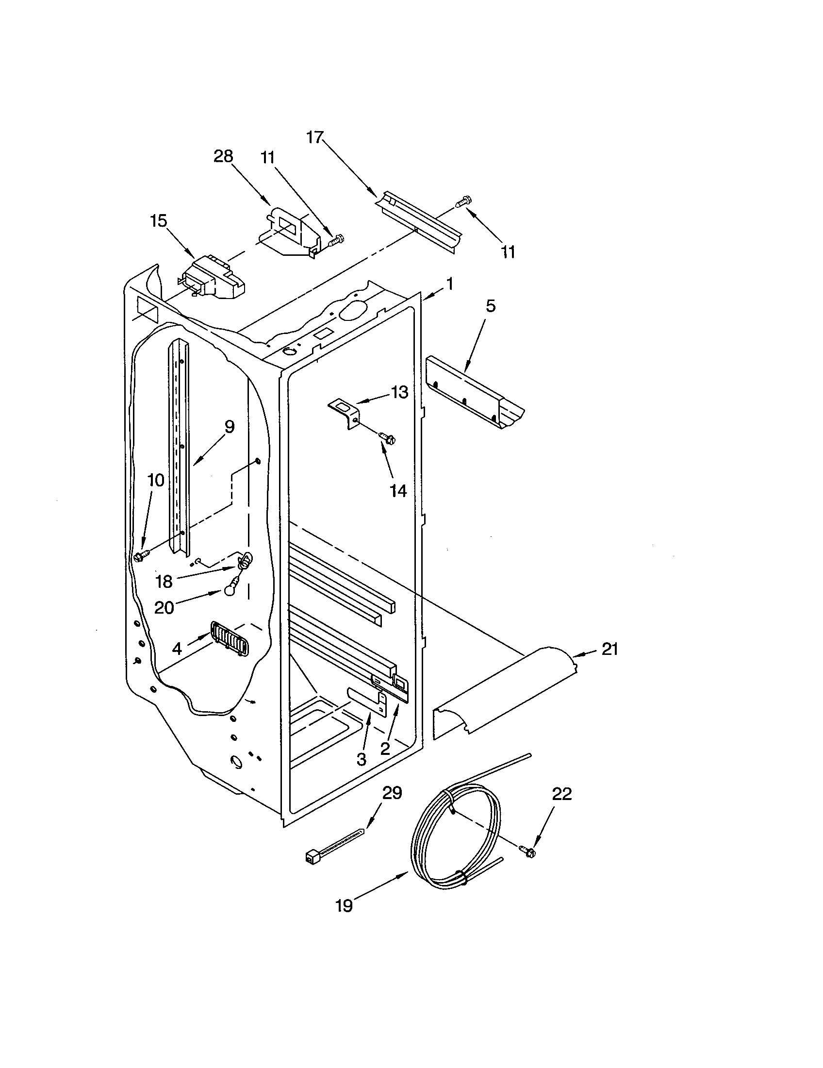 Kenmore 10651284201 refrigerator liner diagram