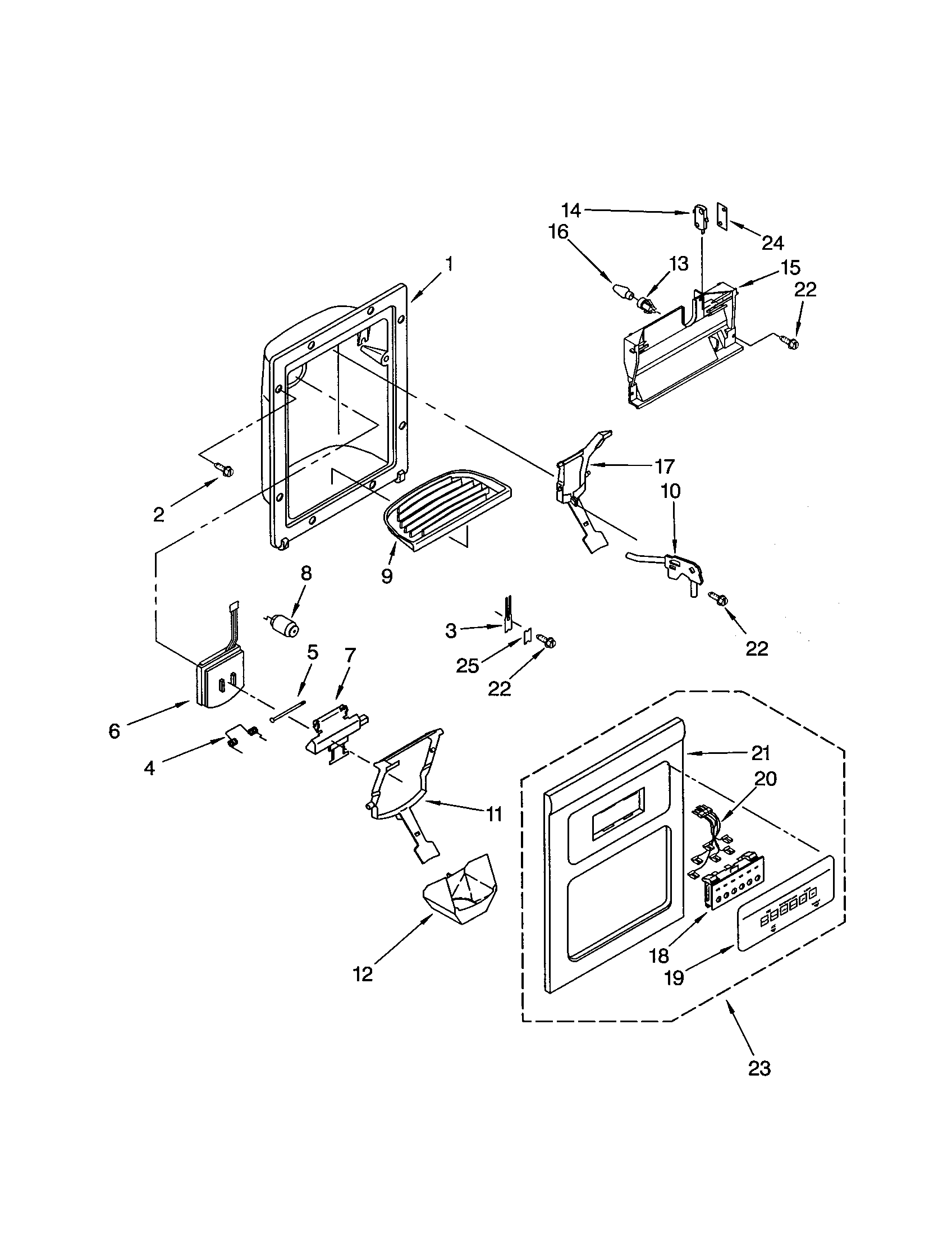 Kenmore 10651284201 dispenser front diagram