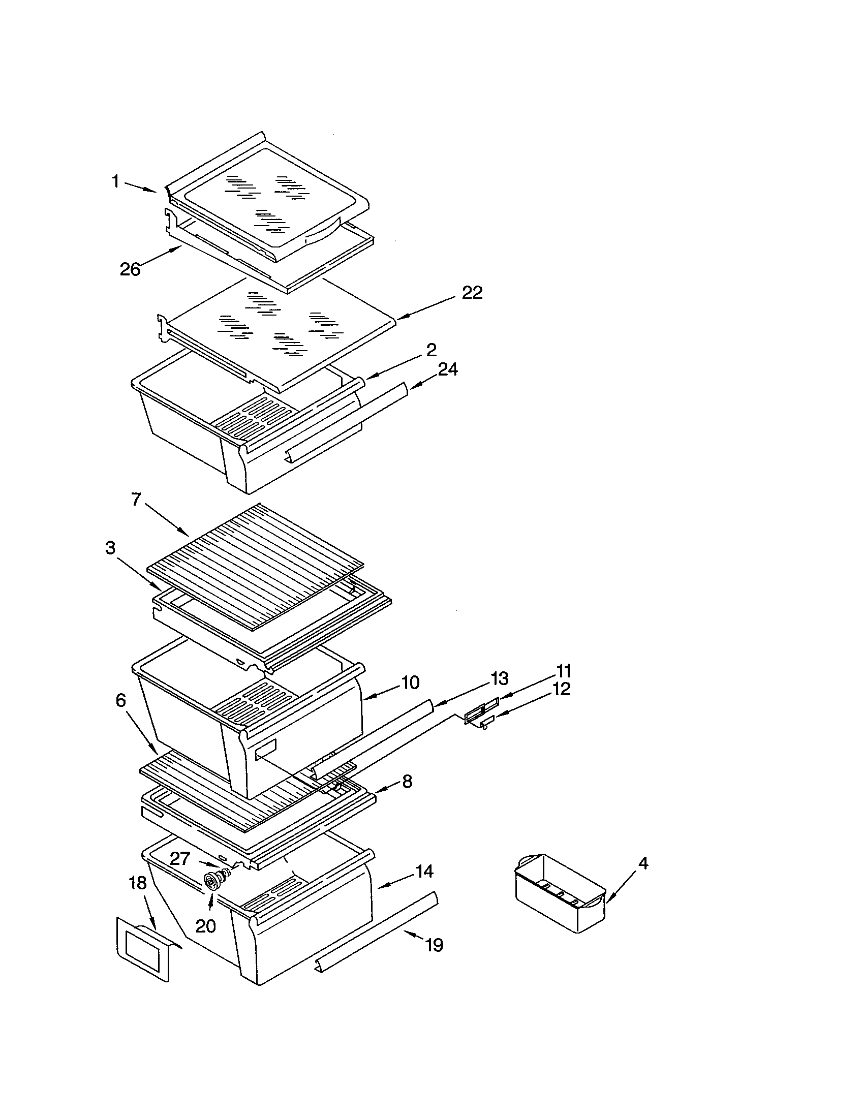 Kenmore 10651264104 refrigerator shelf diagram