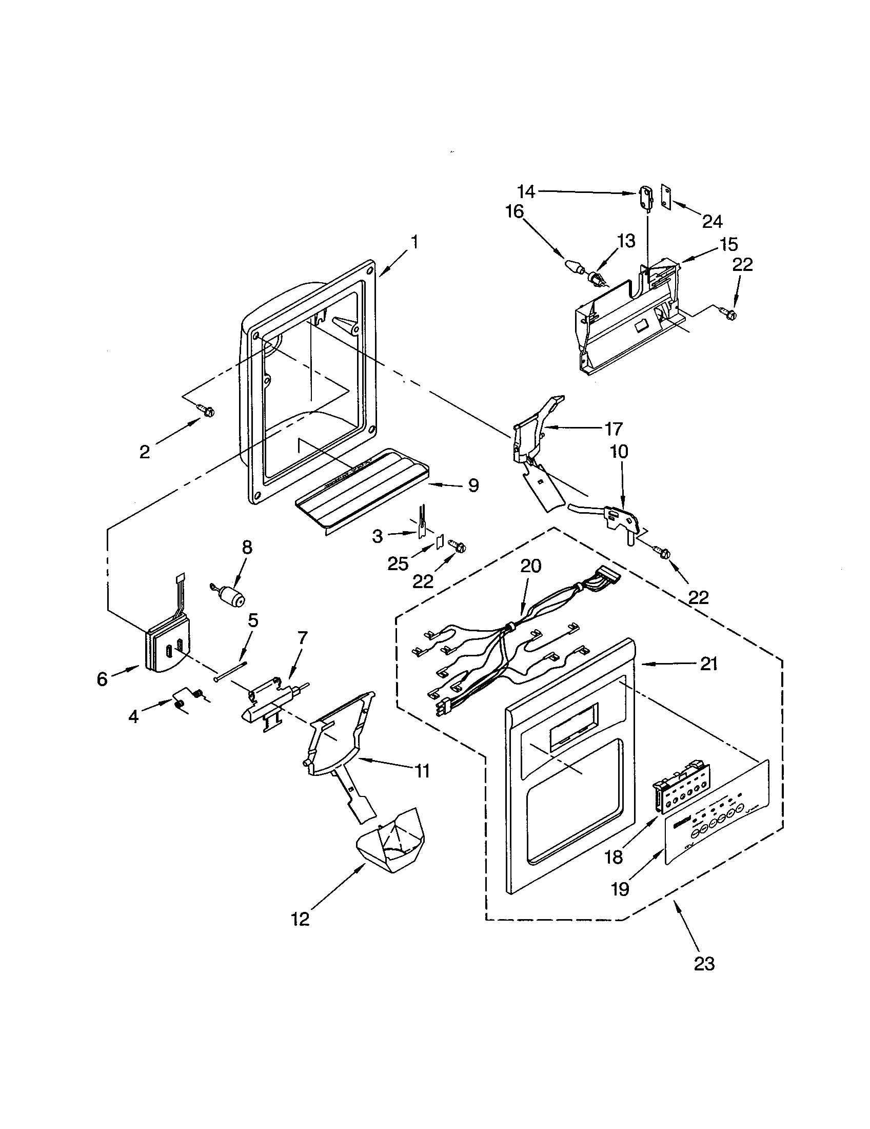 Kenmore 10651264104 dispenser front diagram