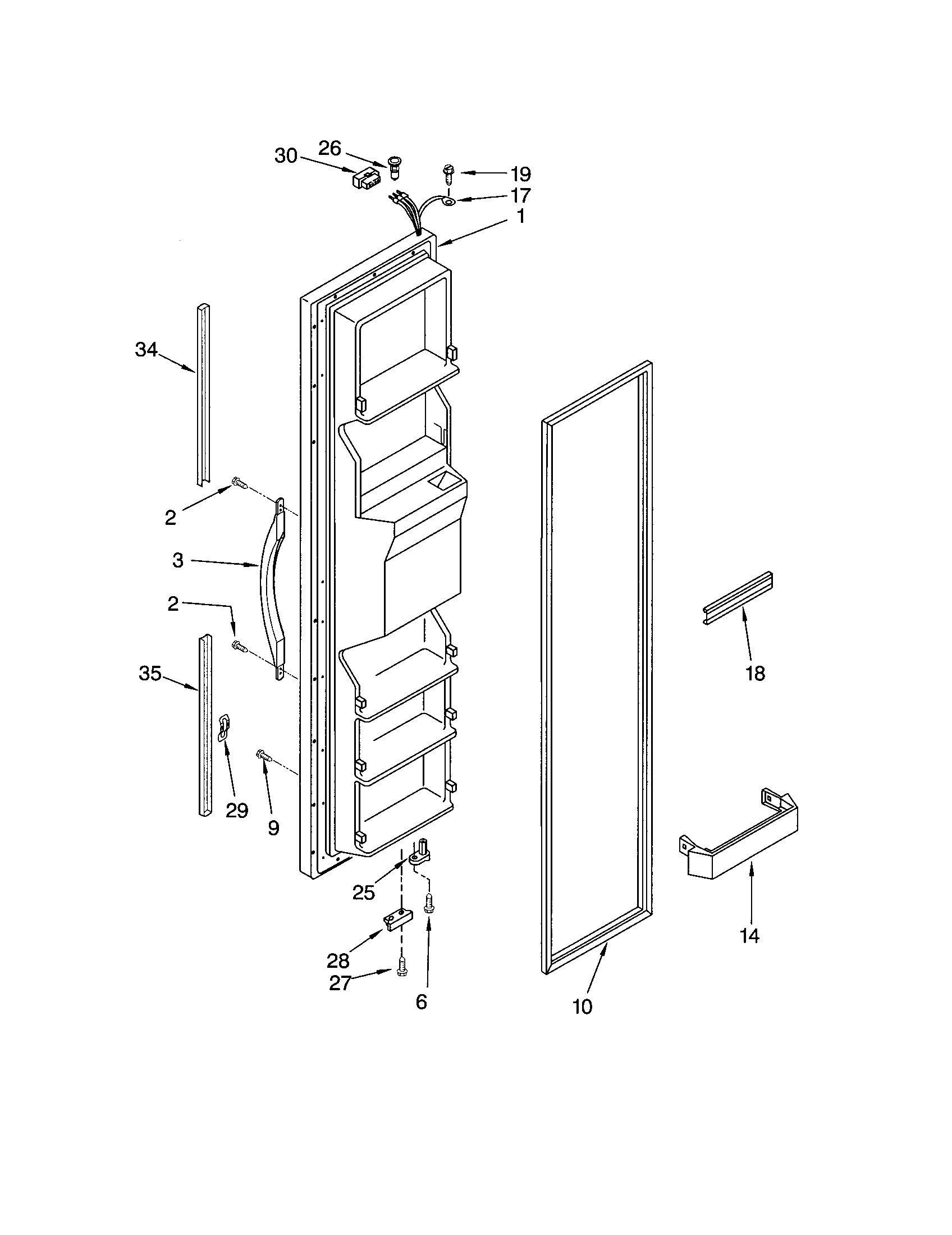 Kenmore 10651069101 freezer door diagram