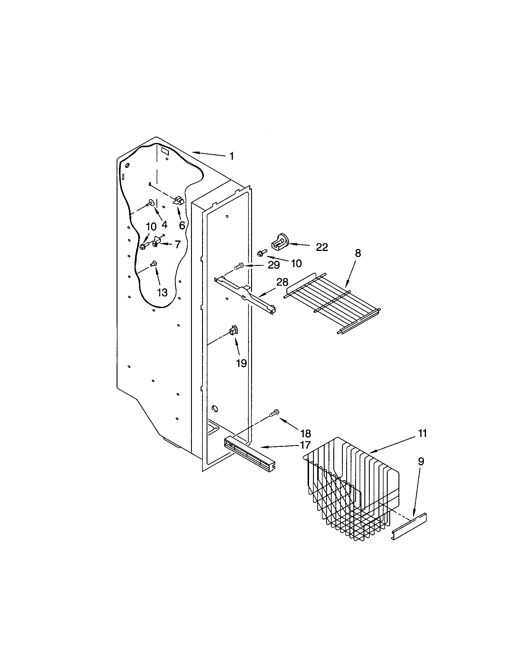 Kenmore 10652284202 freezer liner diagram