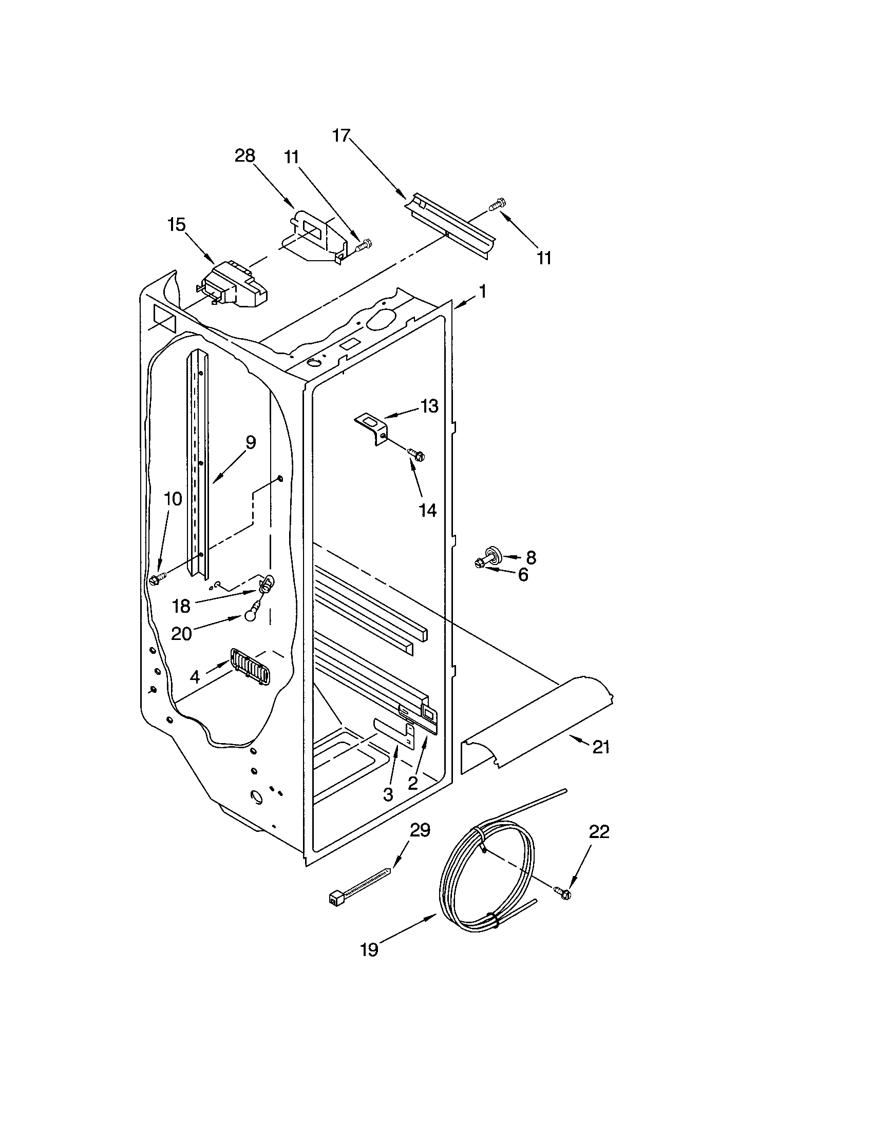 Kenmore 10651274201 refrigerator liner diagram