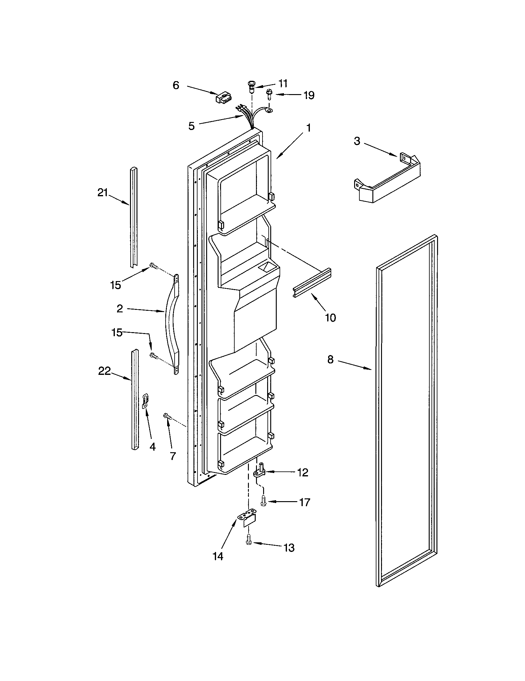 Kenmore 10651274201 freezer door diagram