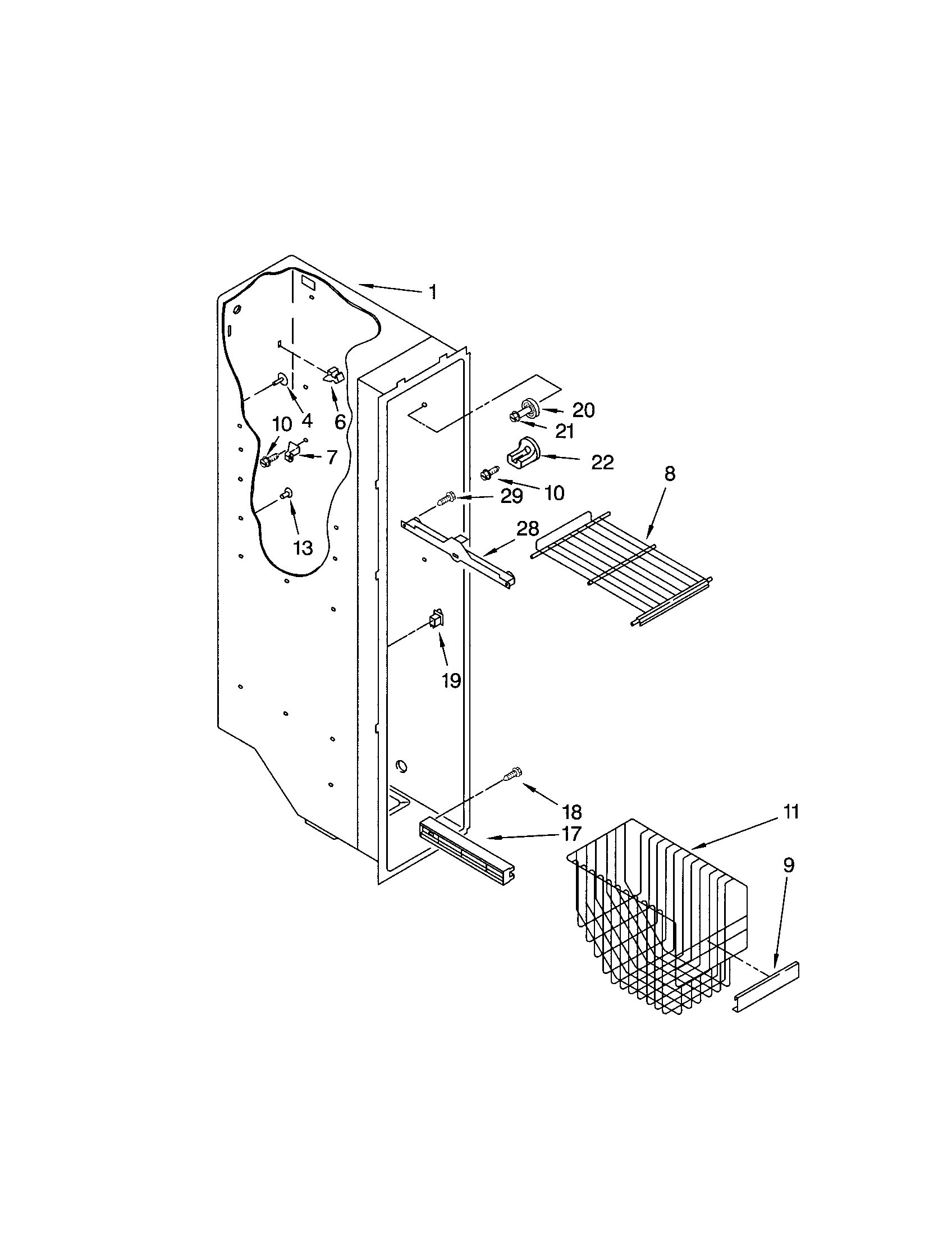 Kenmore 10652272202 freezer liner diagram