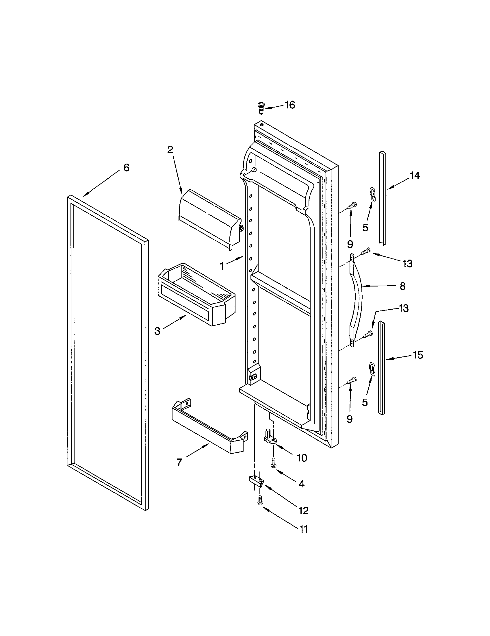Kenmore 10652272202 refrigeraotr door diagram