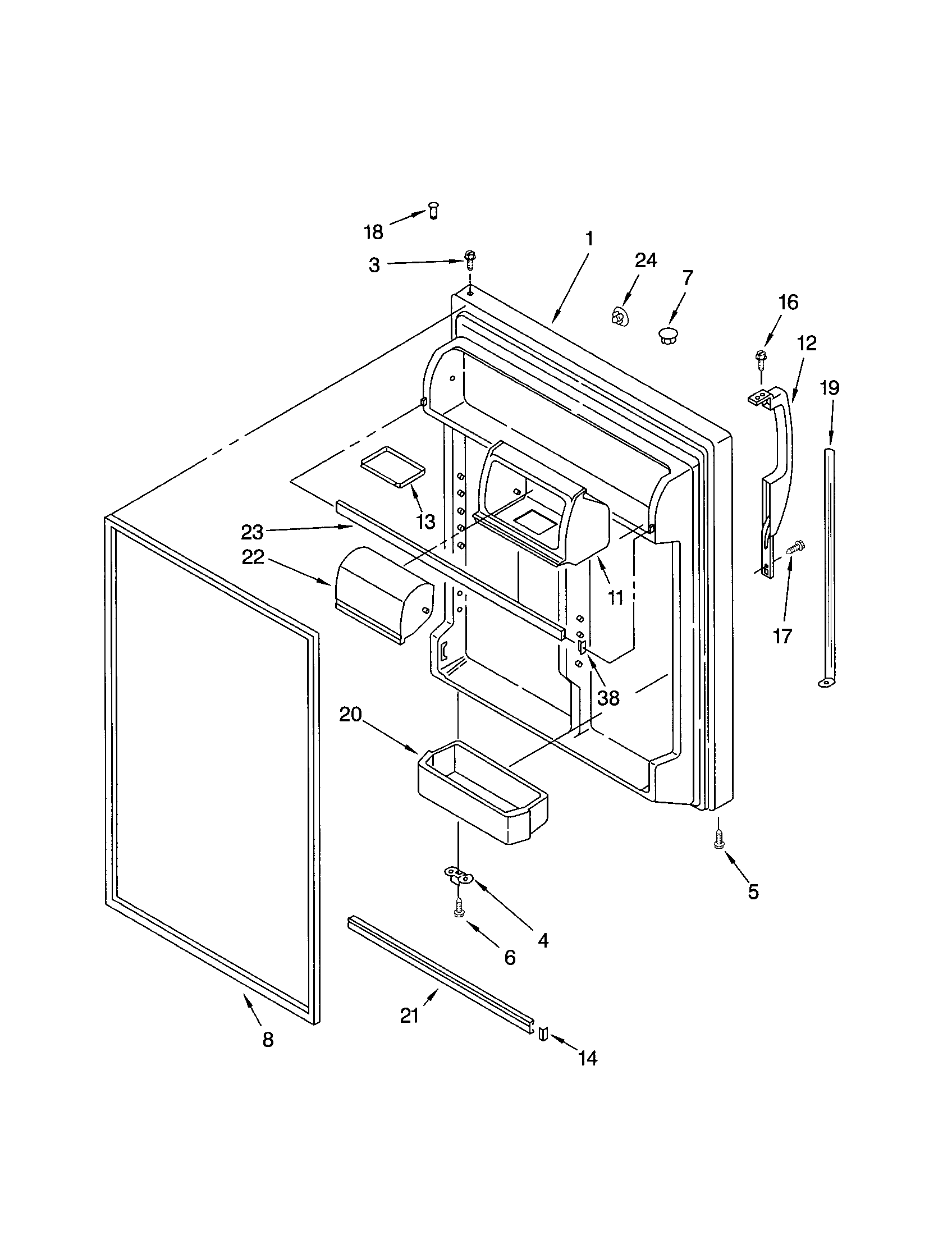 Kenmore 10671974101 refrigerator door diagram