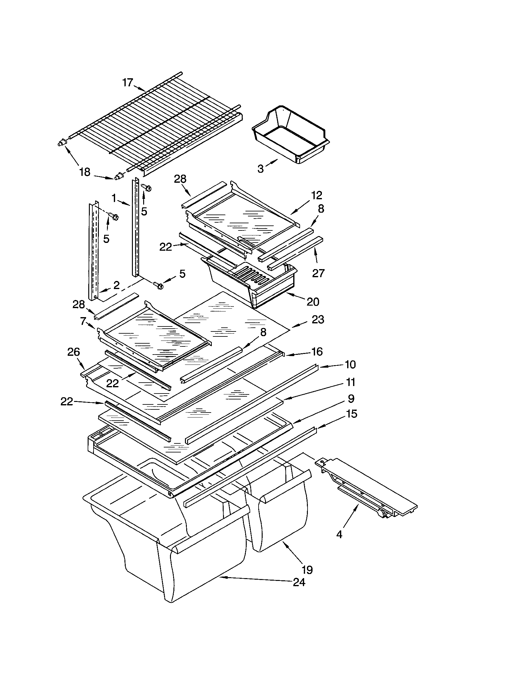 Kenmore 10660834102 shelf diagram