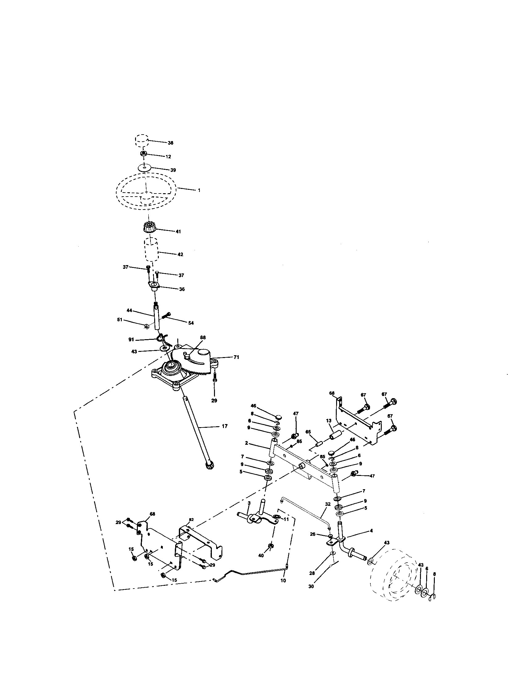 Craftsman 917271654 steering assembly diagram