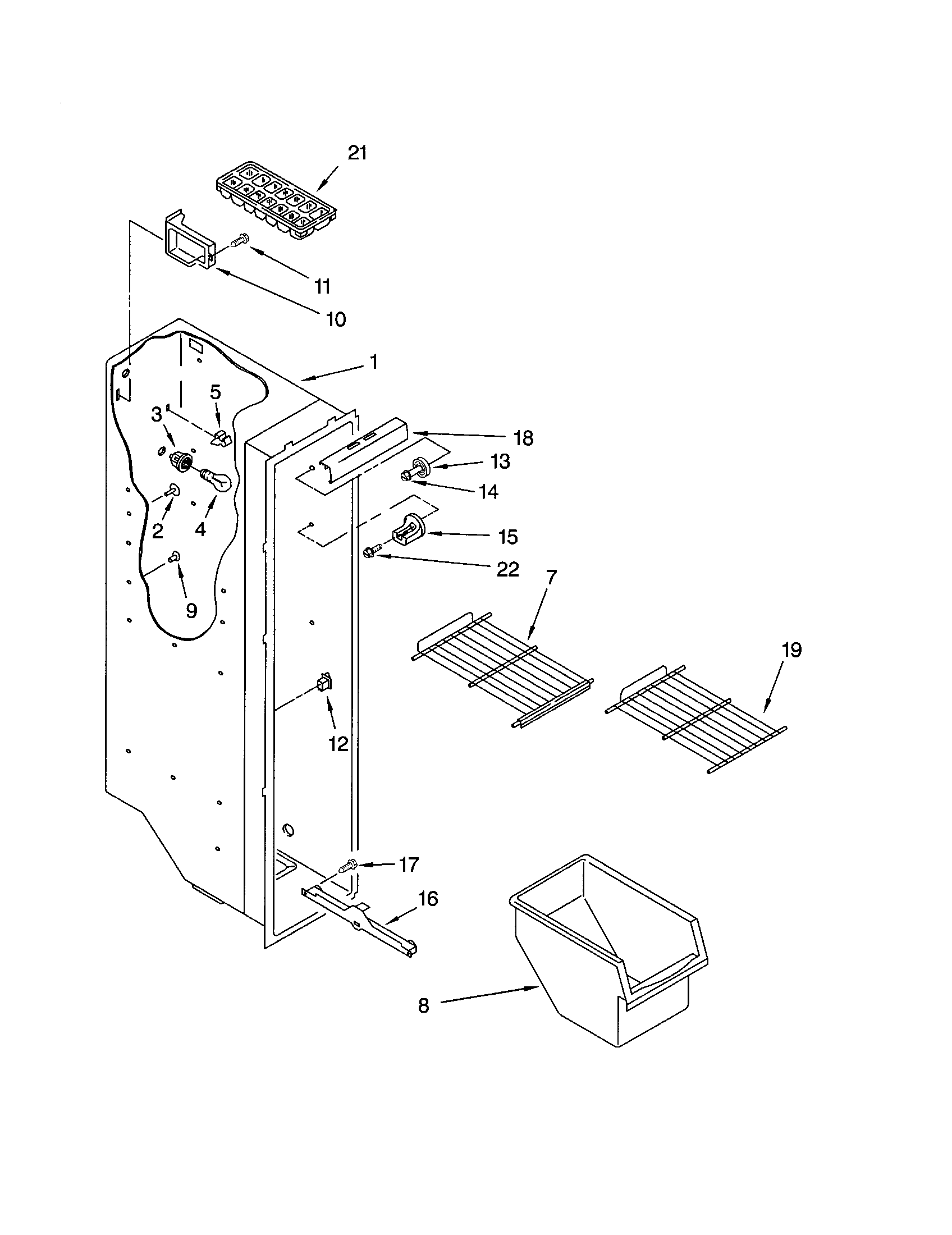 Kenmore 10641014101 freezer liner diagram