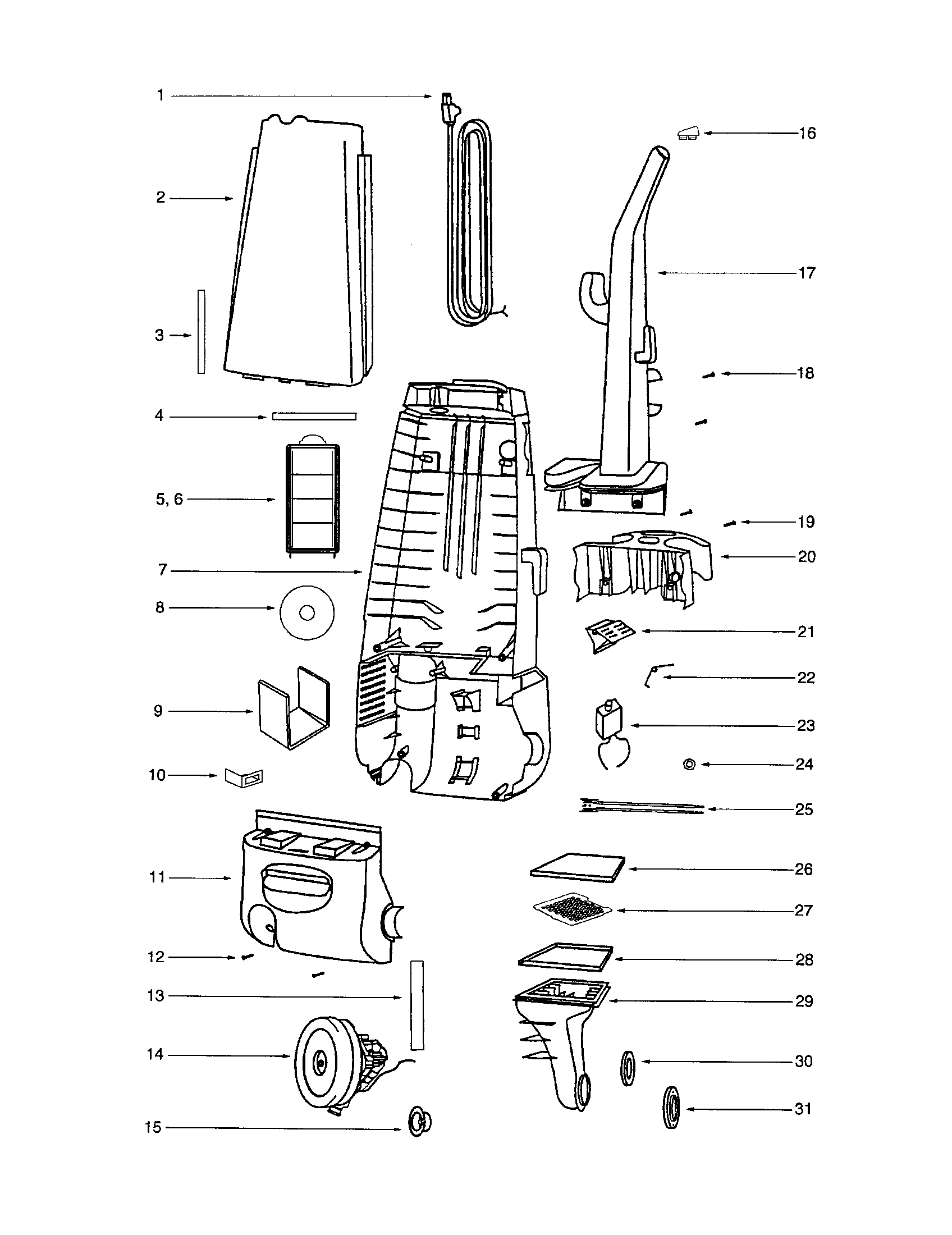 Eureka 4335FT-1 bag cover/motor/handle diagram