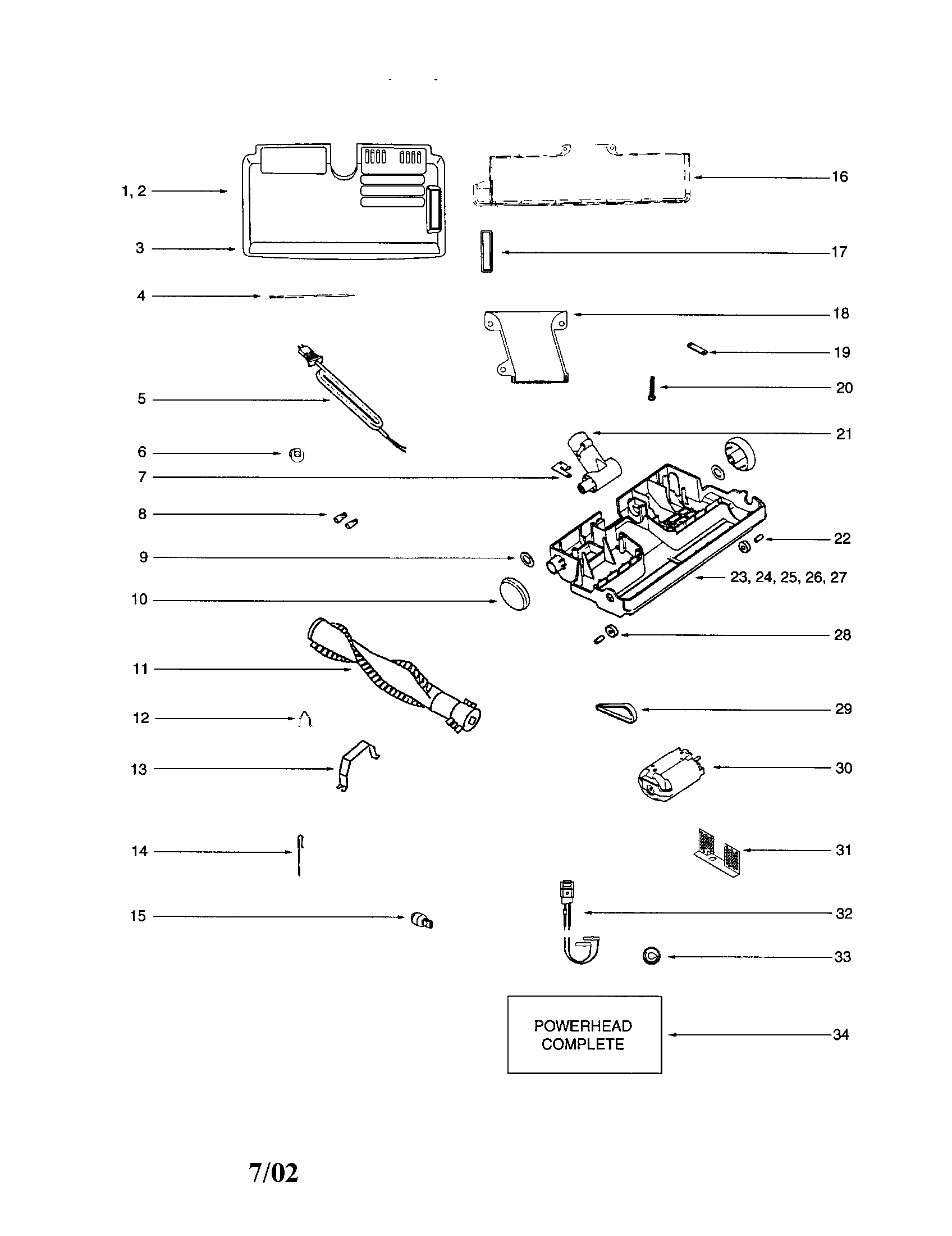 Eureka CV205FC powerhead diagram