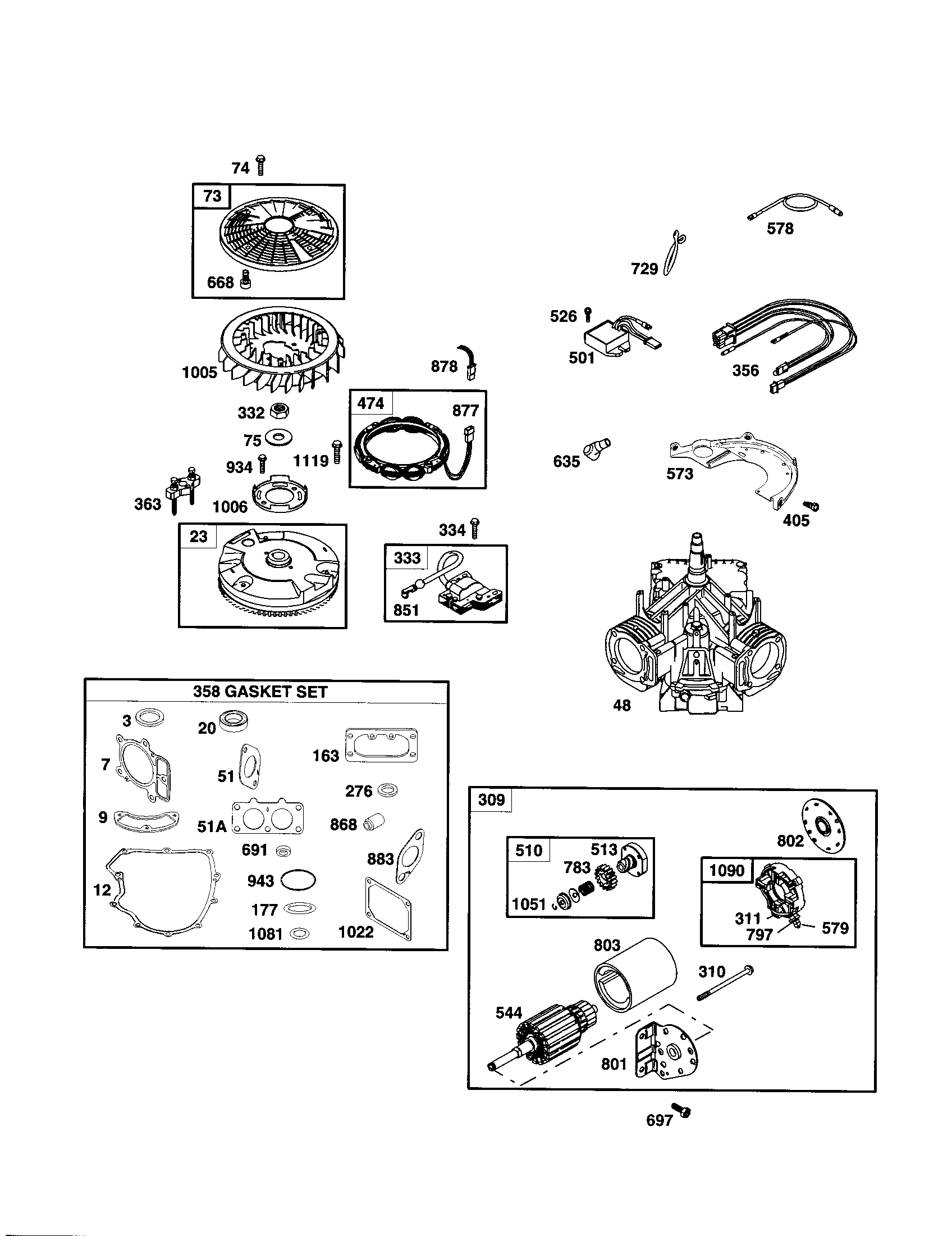 Craftsman 917272464 short block/gasket set diagram