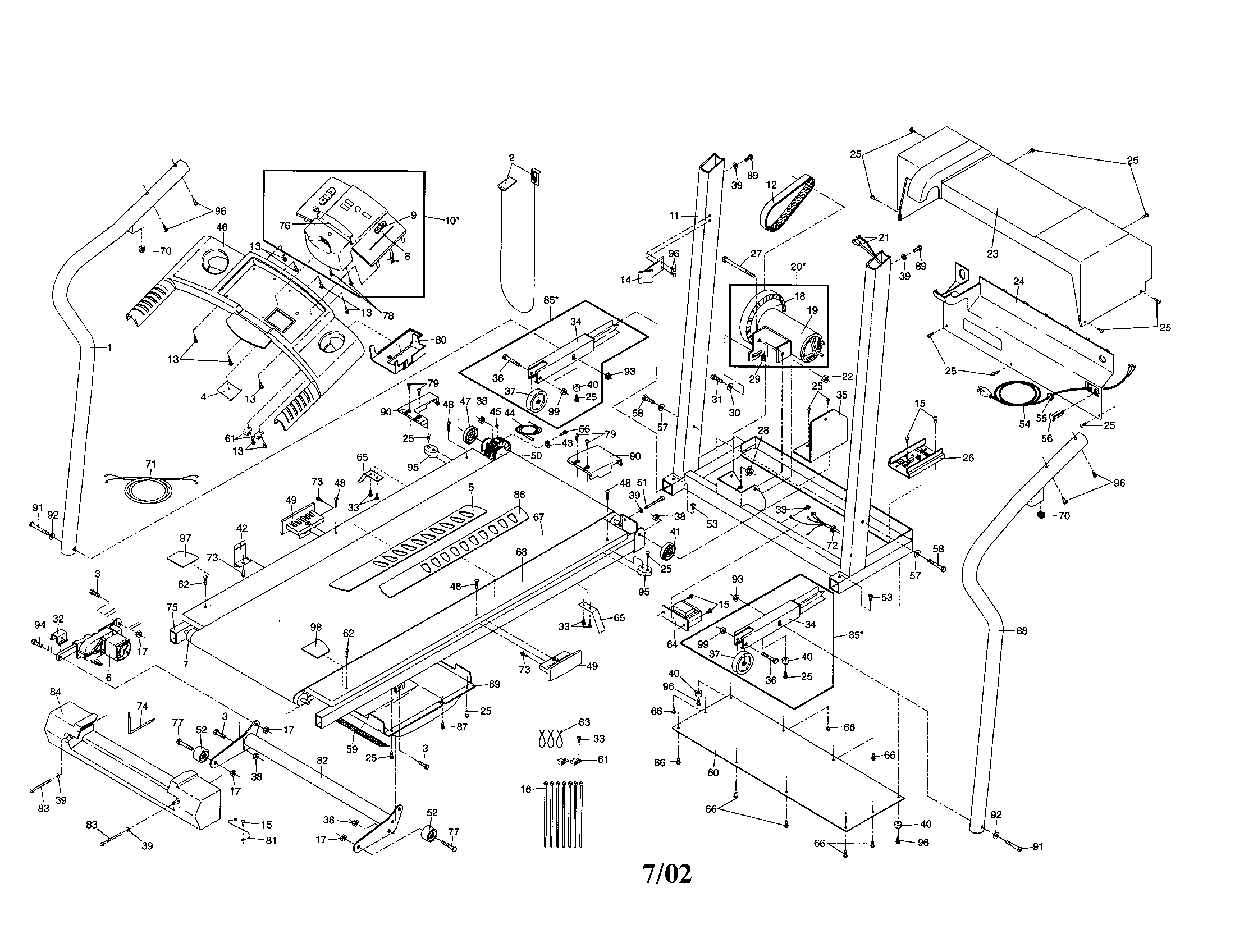 Weslo WLTL39113 frame/hood/motor/motor hood diagram