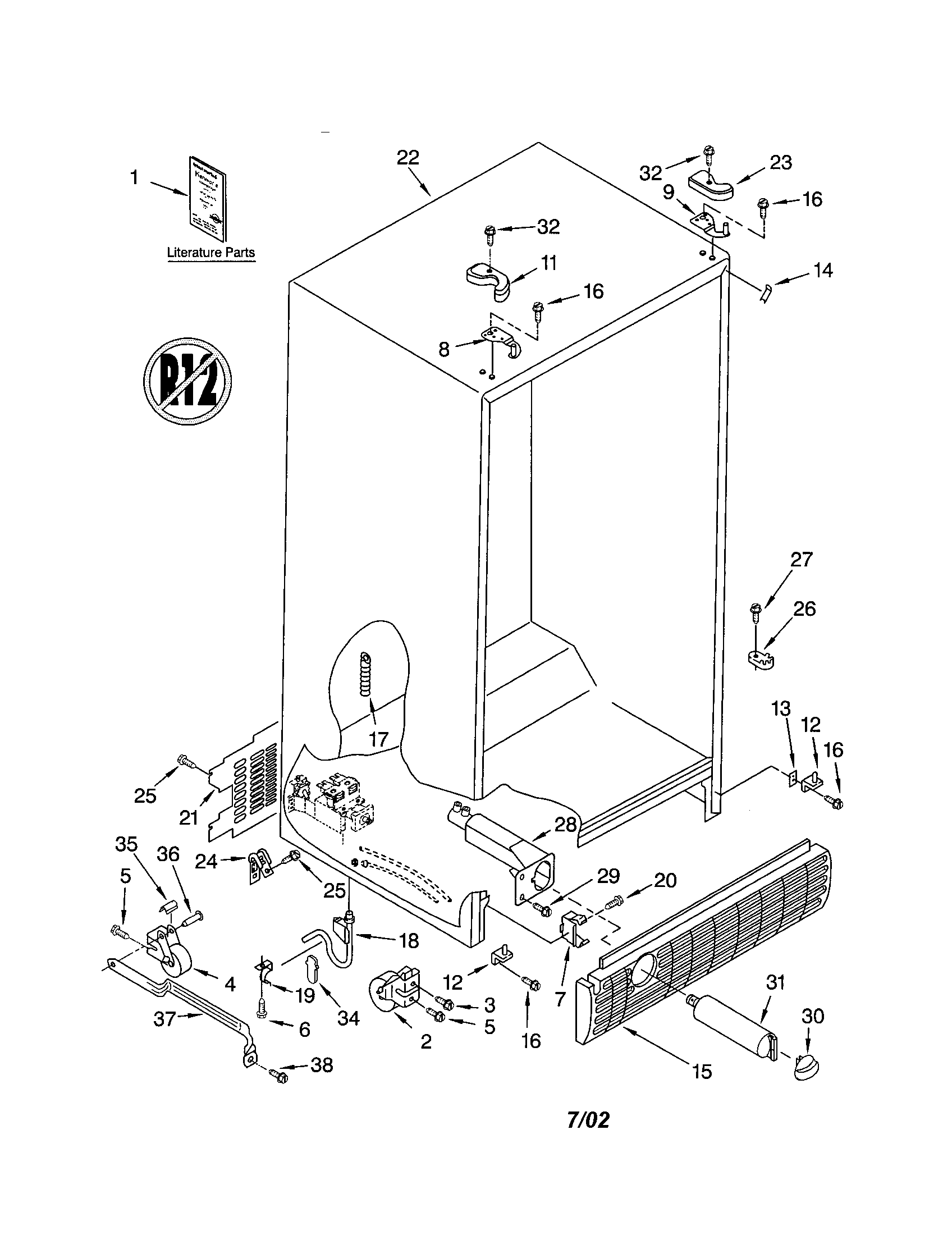 Kenmore 10652203101 cabinet diagram