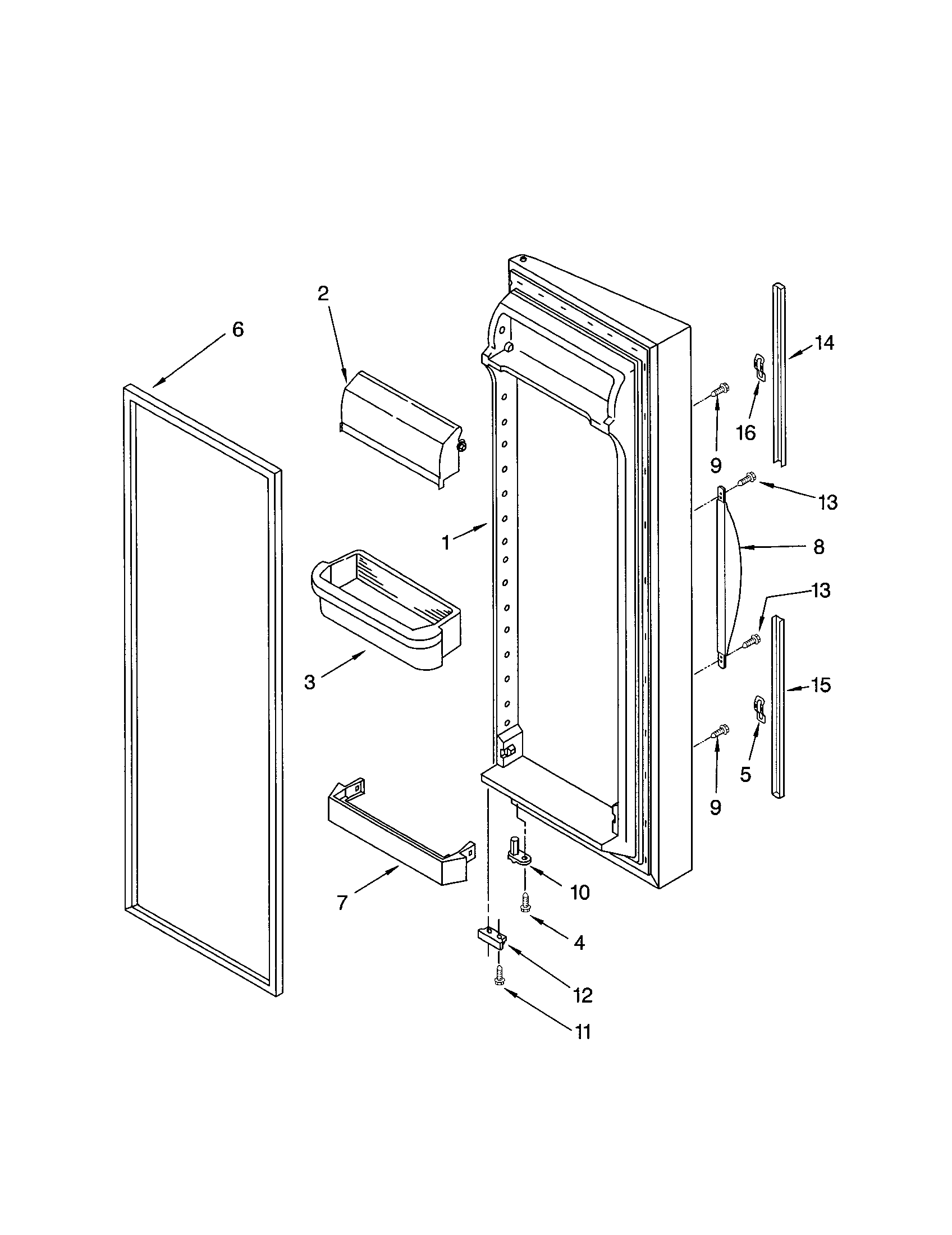 Kenmore 10652203101 refrigerator door diagram
