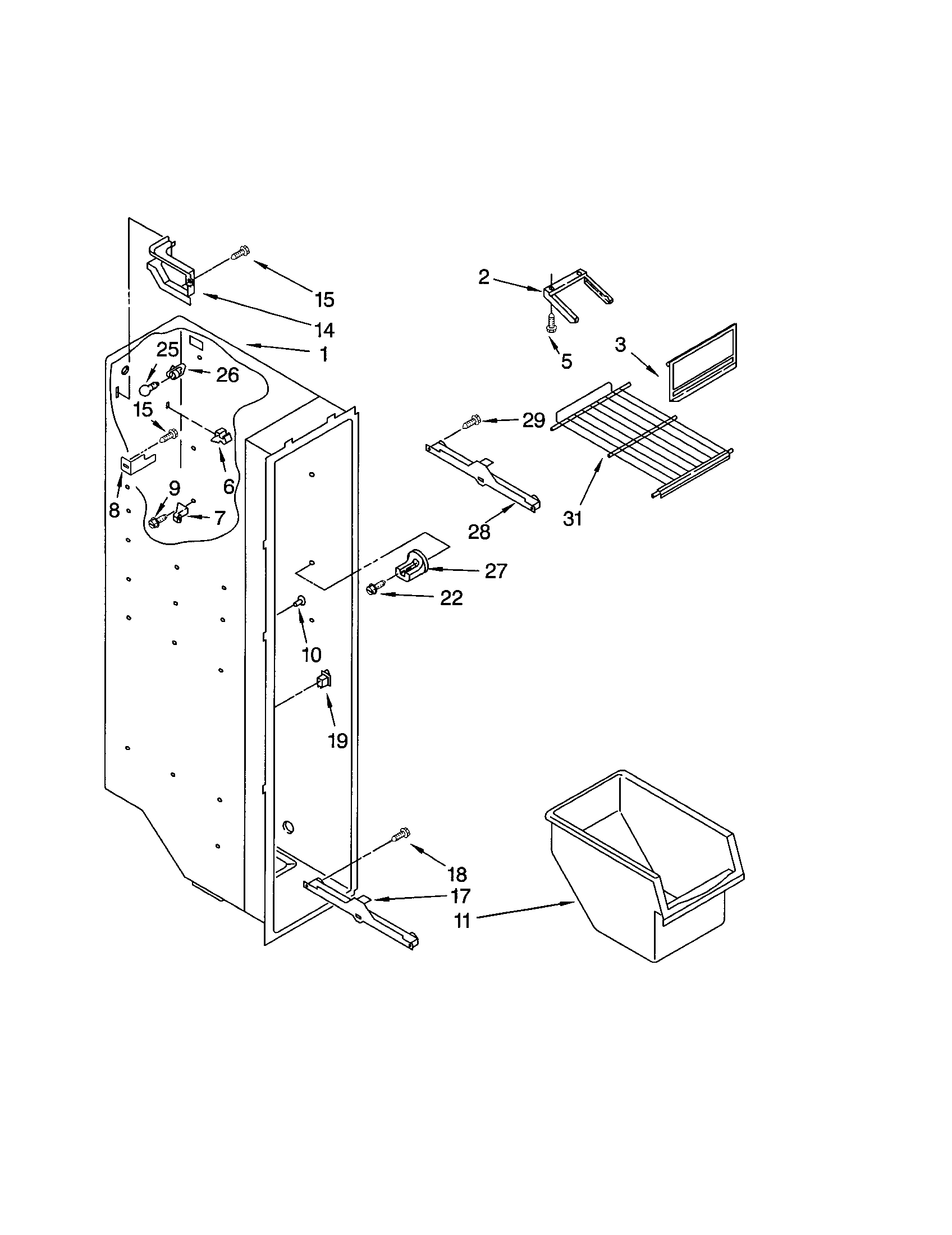 Kenmore 10652214103 freezer liner diagram
