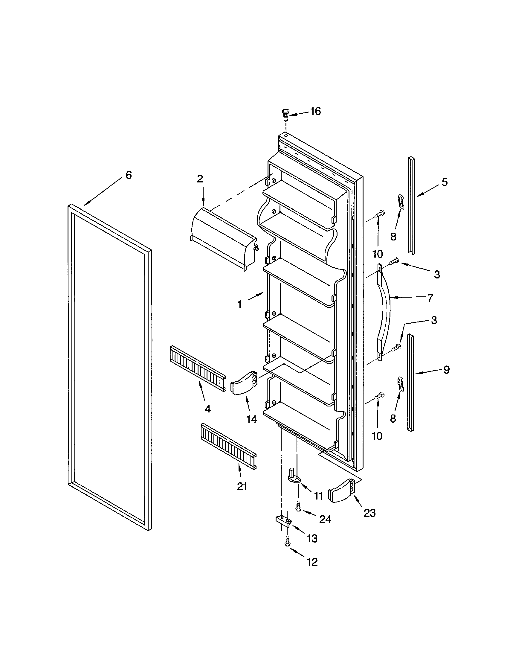 Kenmore 10652214103 refrigerator door diagram