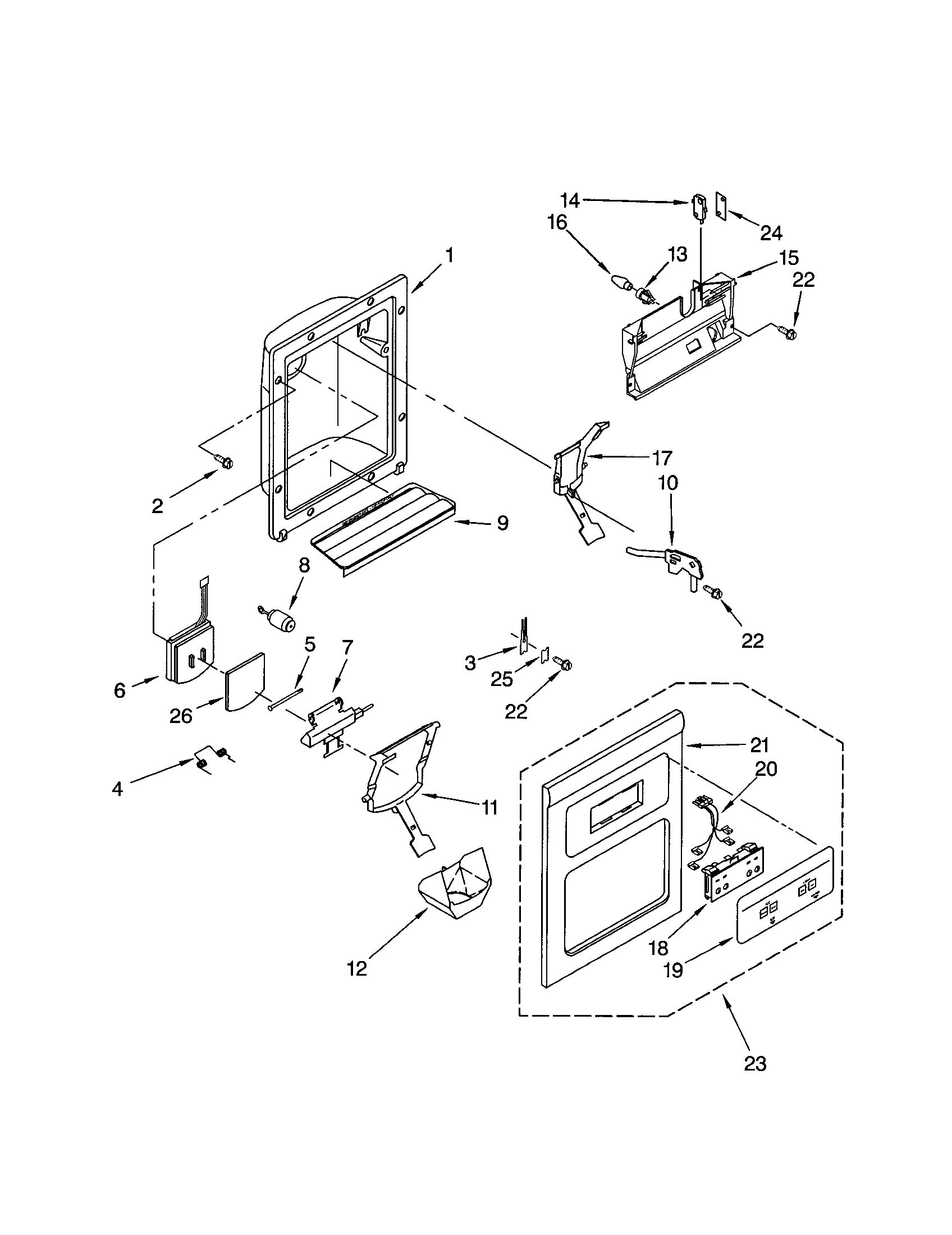 Kenmore 10652214103 dipenser front diagram