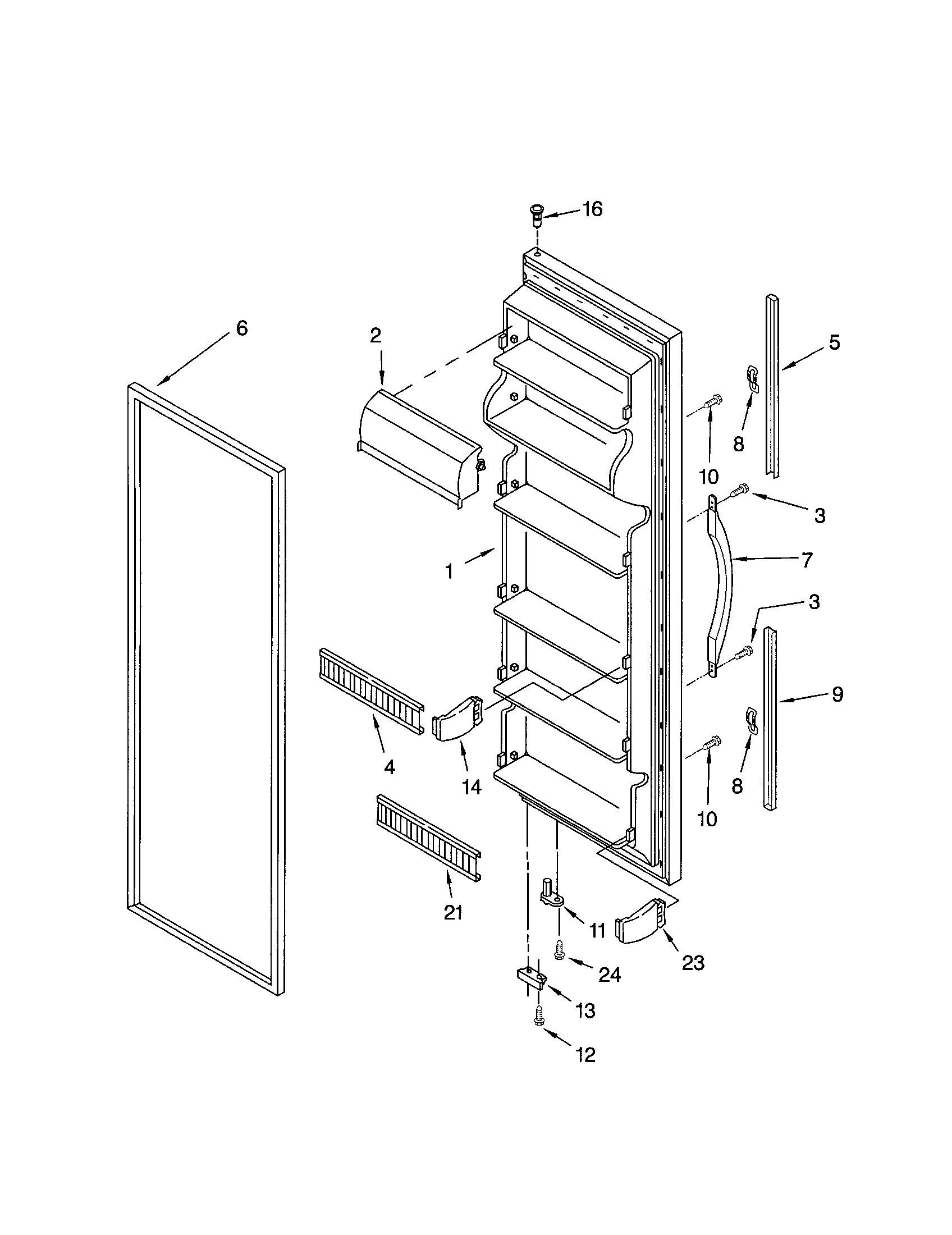 Kenmore 10652214102 refrigerator door diagram